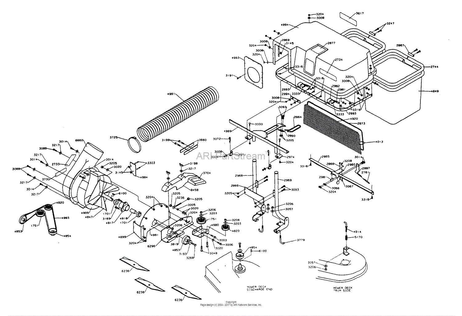 Dixon GRASS BLOWER/BAGGER ASSEMBLY 42 ZTR 428/429 (1993) Parts Diagram ...