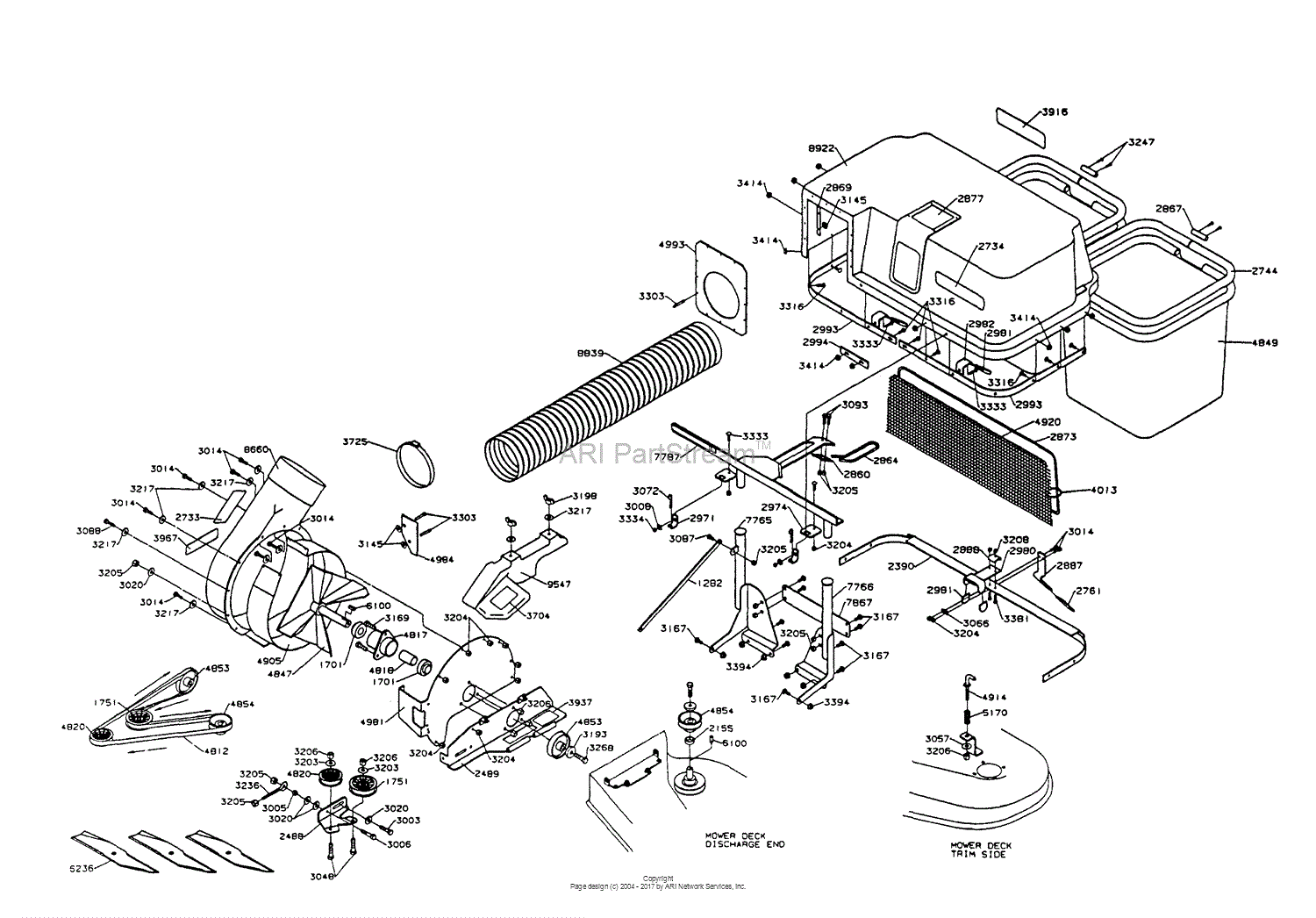 Dixon GRASS BLOWER/BAGGER ASSEMBLY ZTR 4423/4424 (1997) Parts Diagram ...