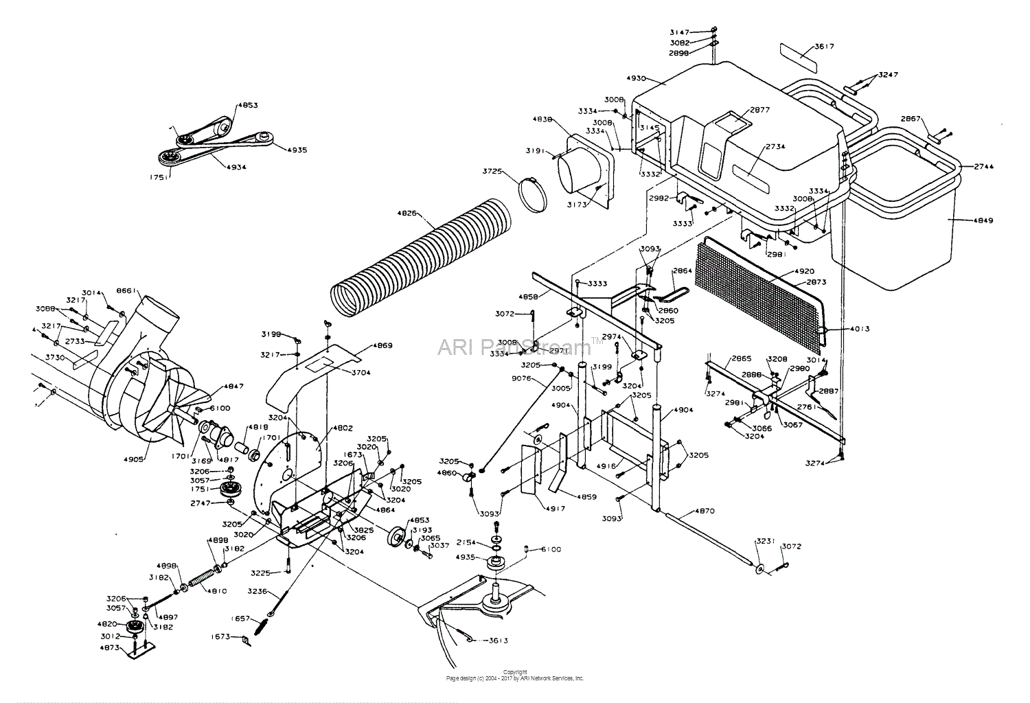 Dixon GRASS CATCHER ASSEMBLY 50 ZTR 503 (1992) Parts Diagram for GRASS ...