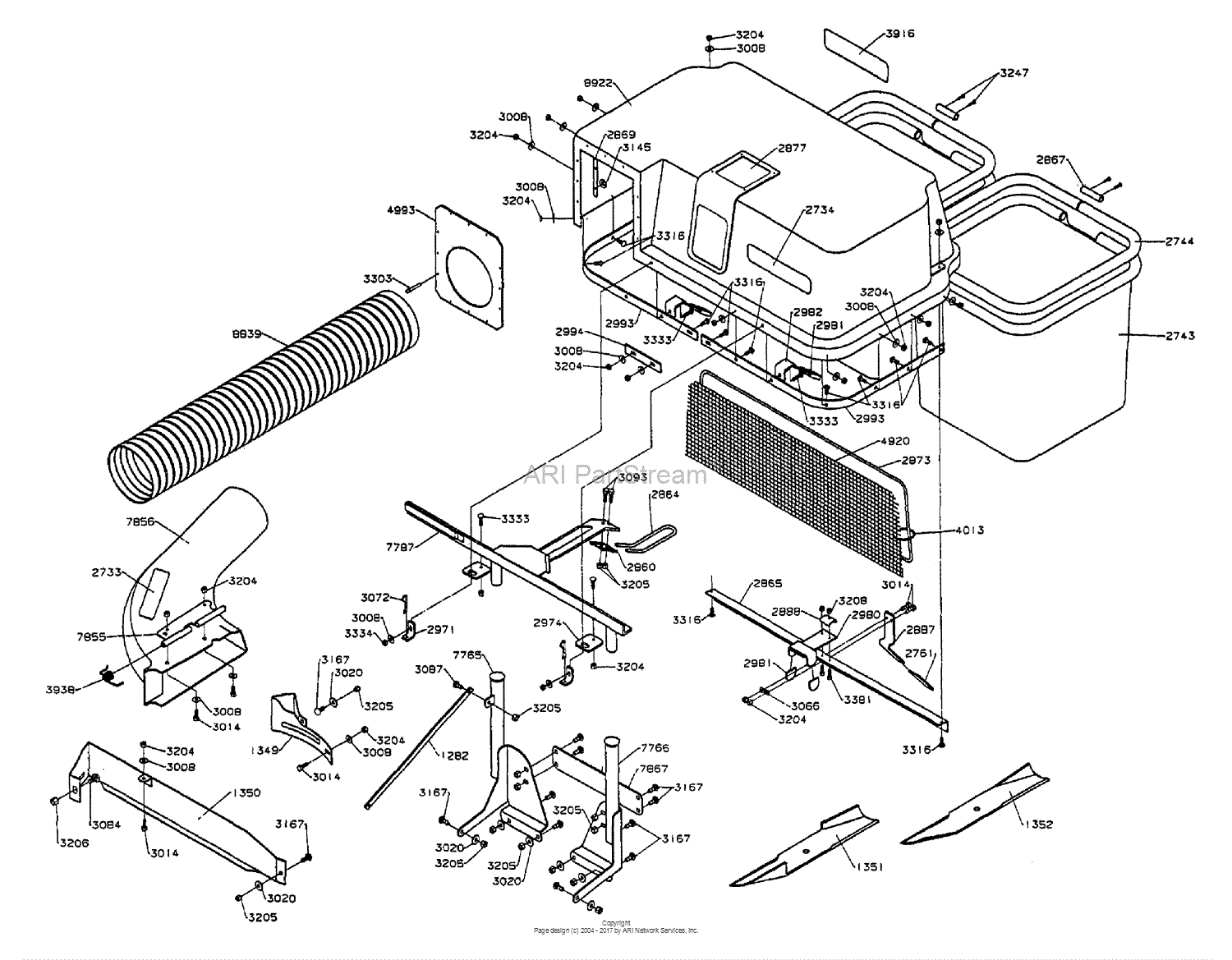 Dixon GRASS CATCHER ASSEMBLY ZTR 3362 (1996) Parts Diagram for GRASS ...