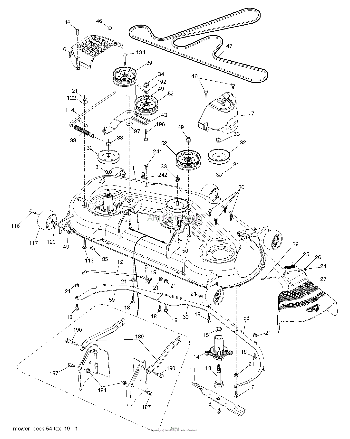 Dixon D24KH54 - 96046003701 (2012-08) Parts Diagram for MOWER DECK ...