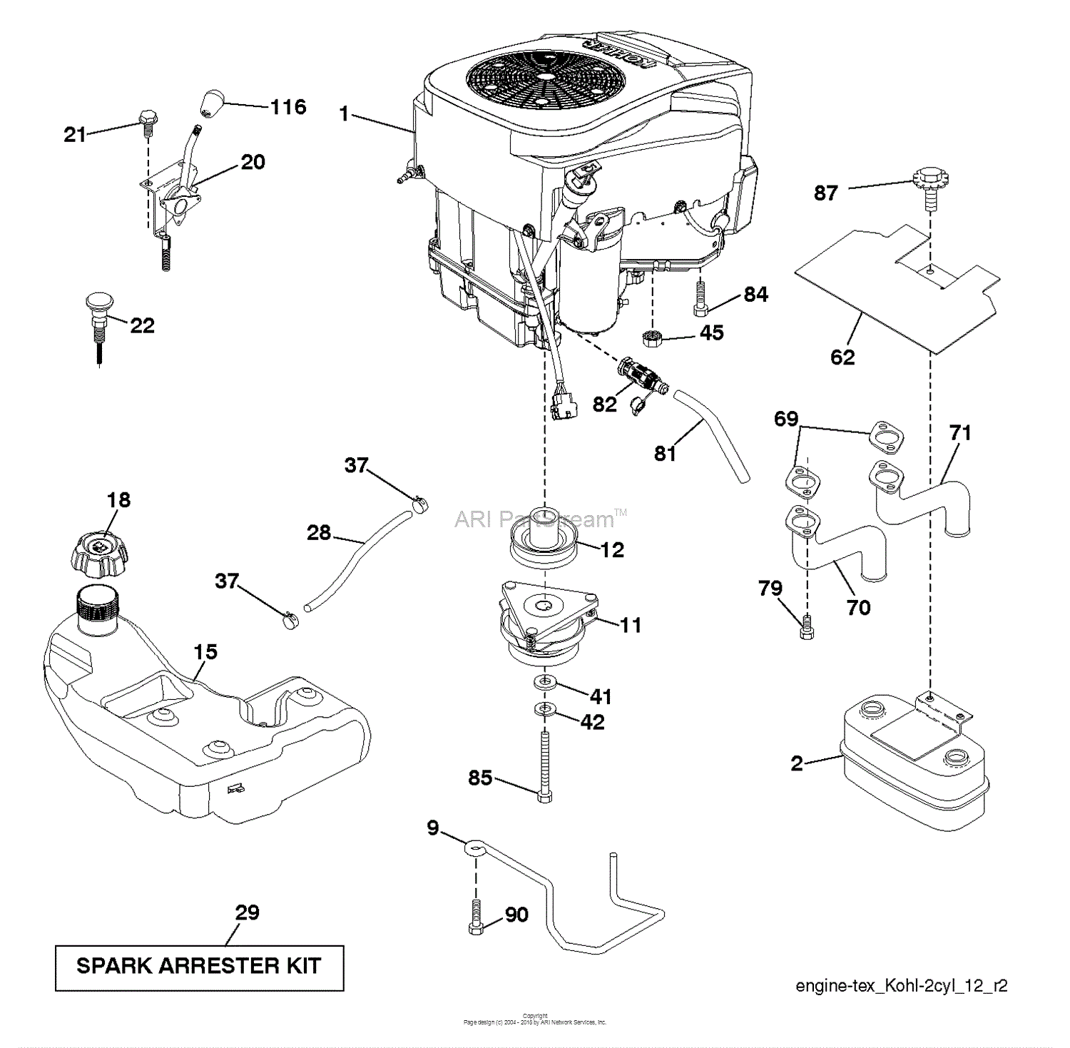 Dixon D26KH48 - 96046003601 (2012-08) Parts Diagram for ENGINE