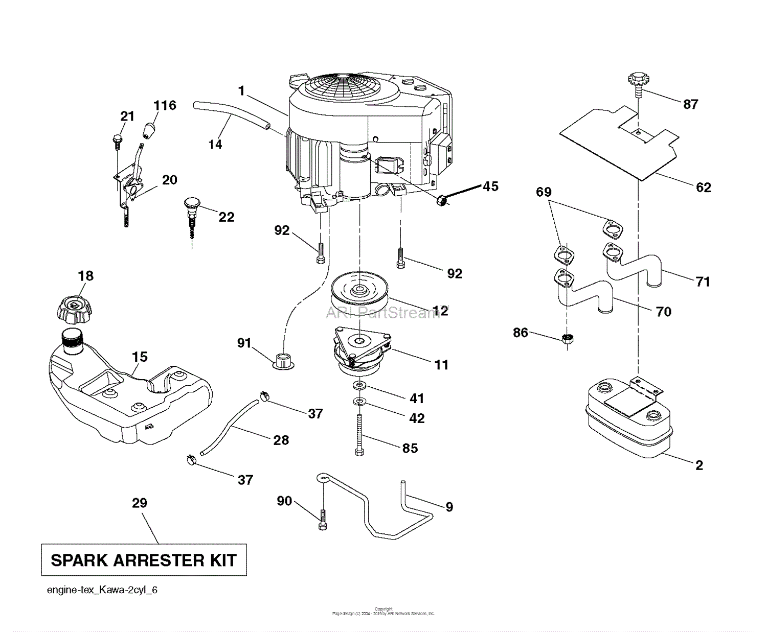 Dixon D26KH54 - 96041018402 (2012-07) Parts Diagram for ENGINE