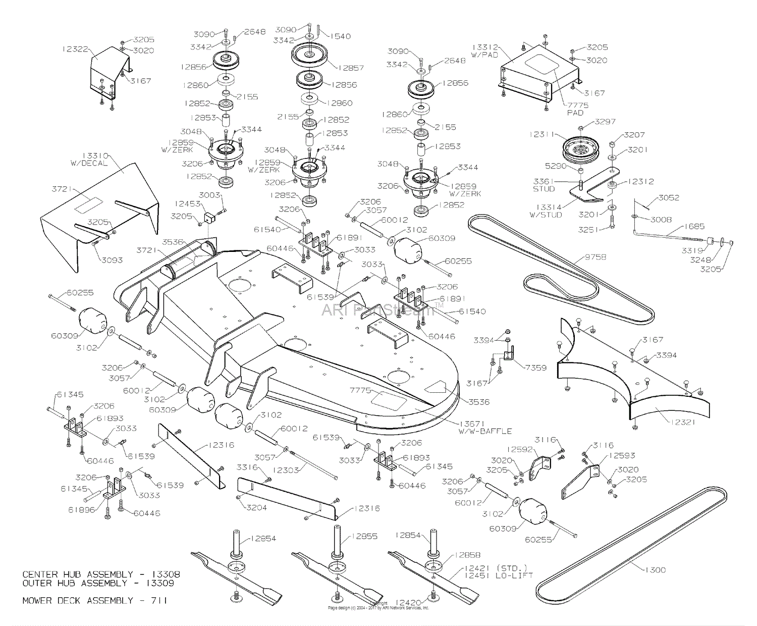 Dixon 2560-60 (2004) Parts Diagram for MOWER DECK