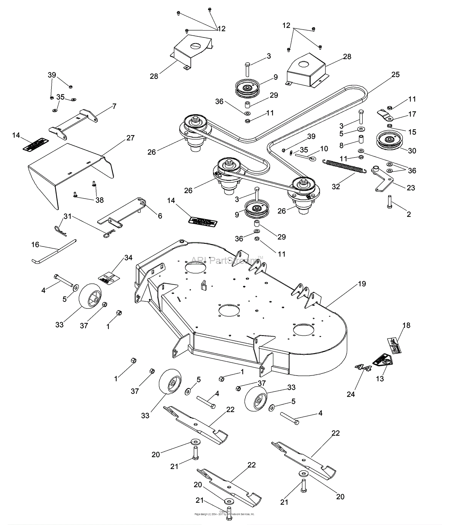 Dixon Black Bear Ztr 44 Kohler - 968999565 (2008) Parts Diagram For 44 