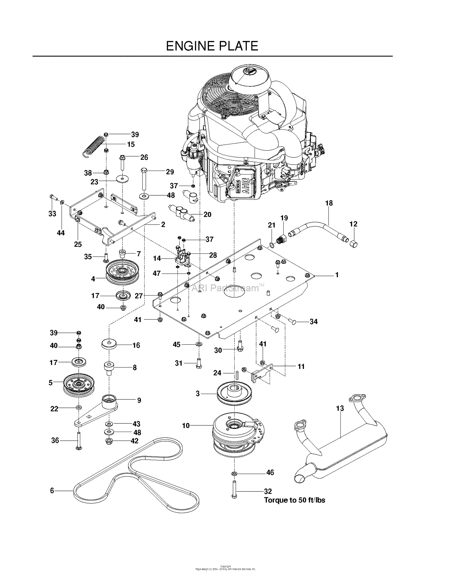 Dixon DX148 BF - 966664101 (2012-01) Parts Diagram for ENGINE PLATE