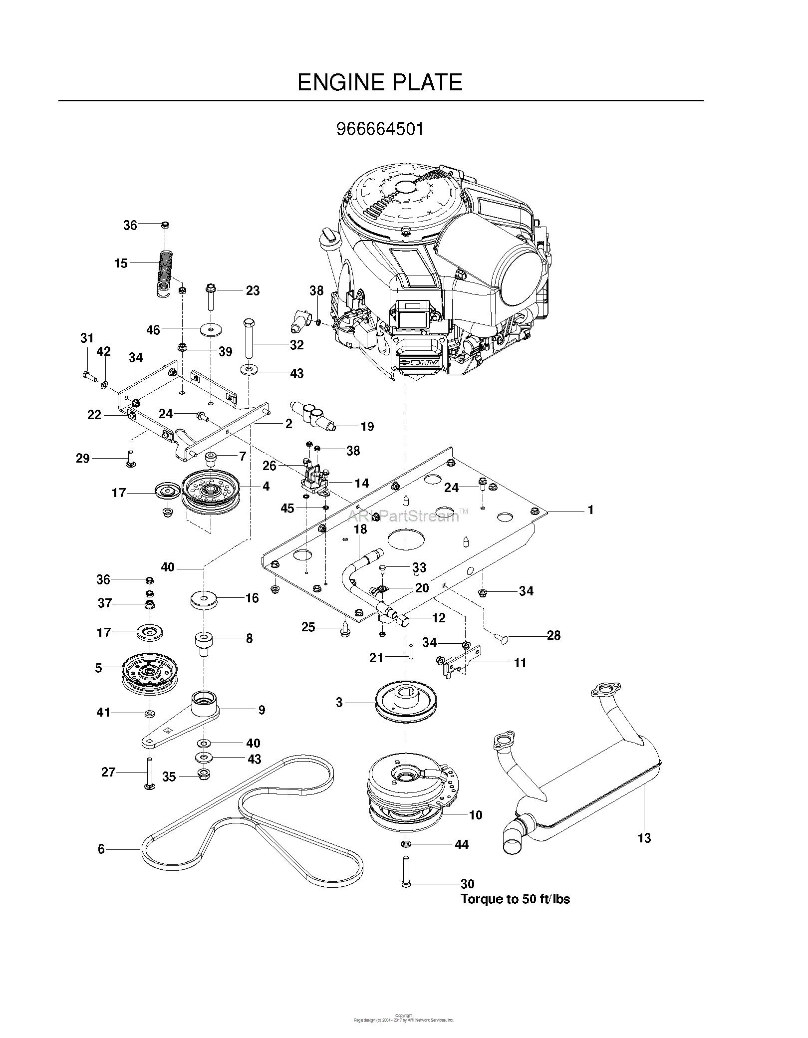 Dixon DX161 - 966664501 (2010-10) Parts Diagram for ENGINE PLATE