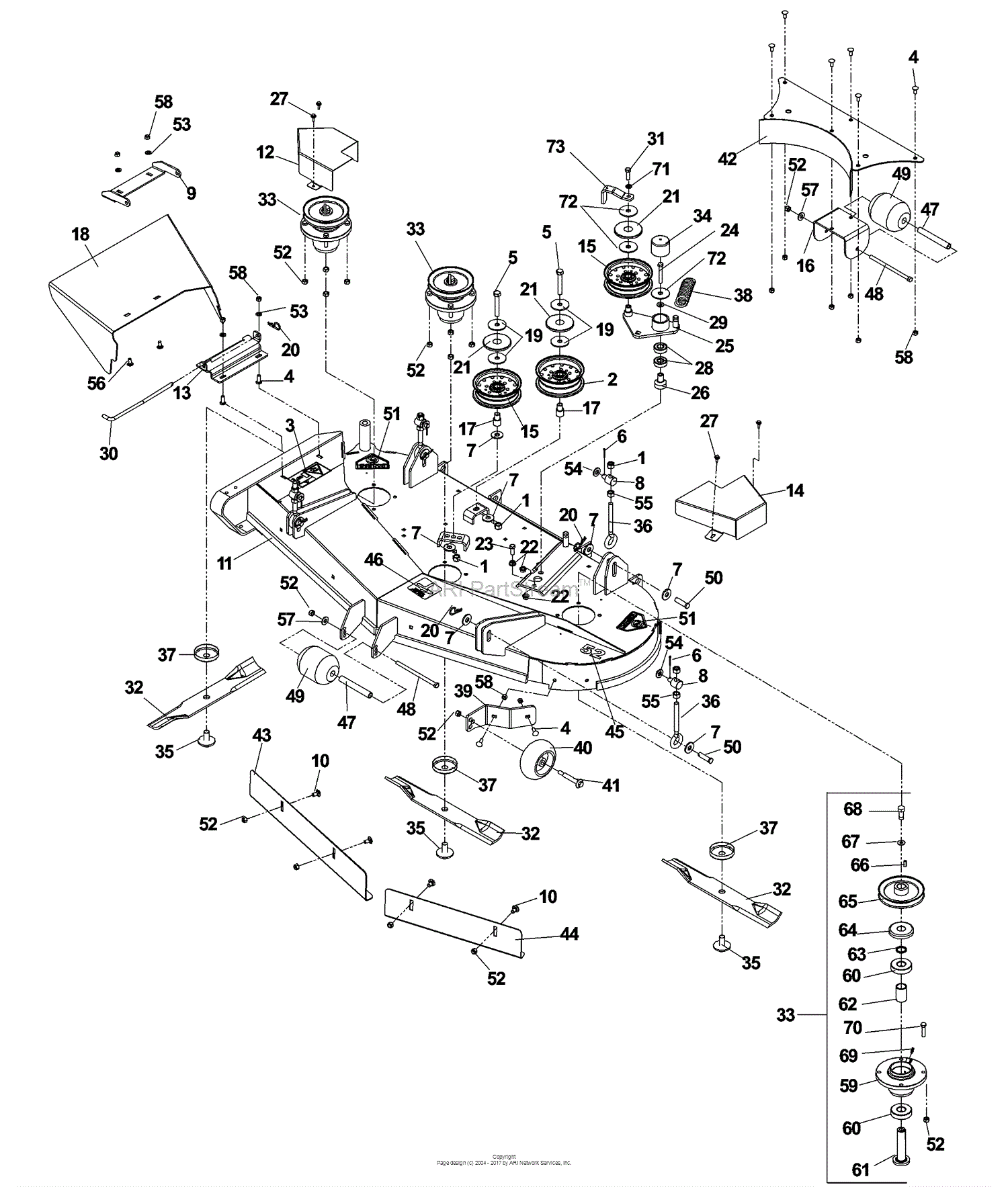 Dixon KODIAK 52 21HP KAWASAKI - 968999576 (2007) Parts Diagram for 52 ...