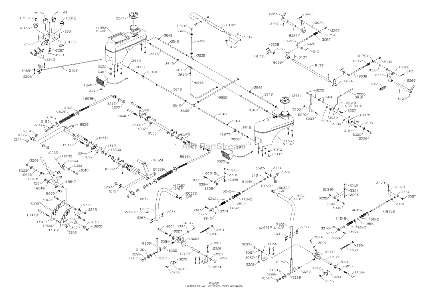 Dixon KODIAK DIESEL 52 (2006) Parts Diagram for CONTROLS & FUEL TANKS