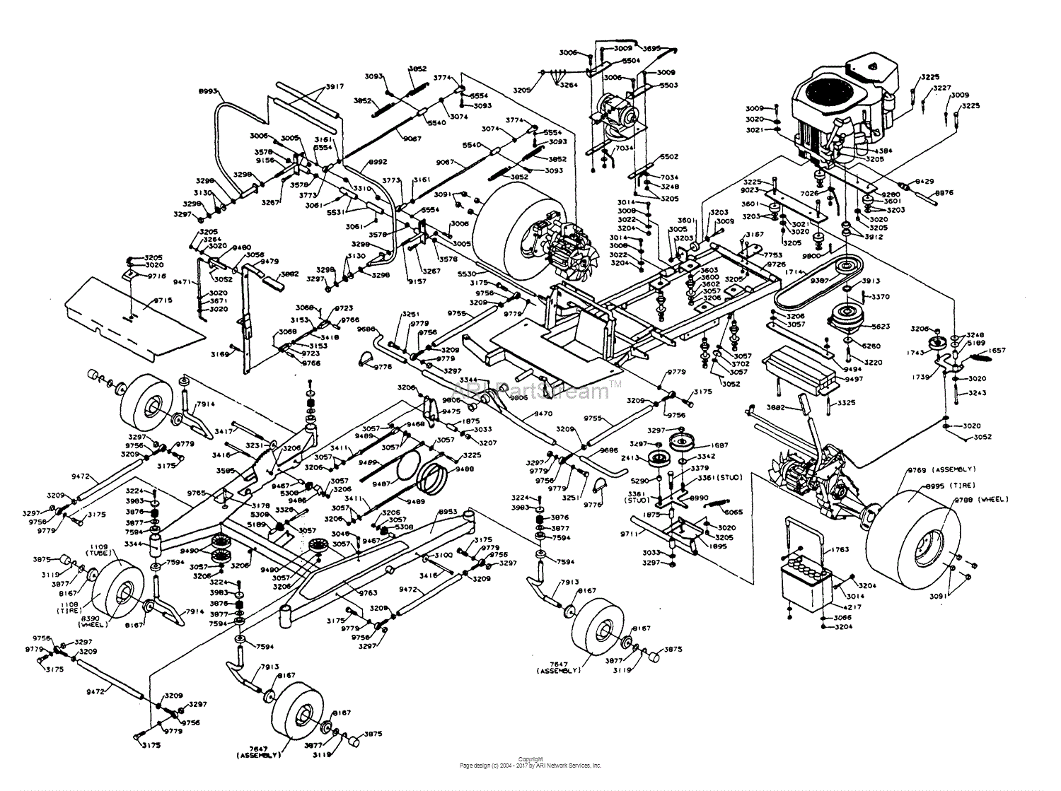 Dixon ZTR 6601 (1997) Parts Diagram for CHASSIS ASSEMBLY