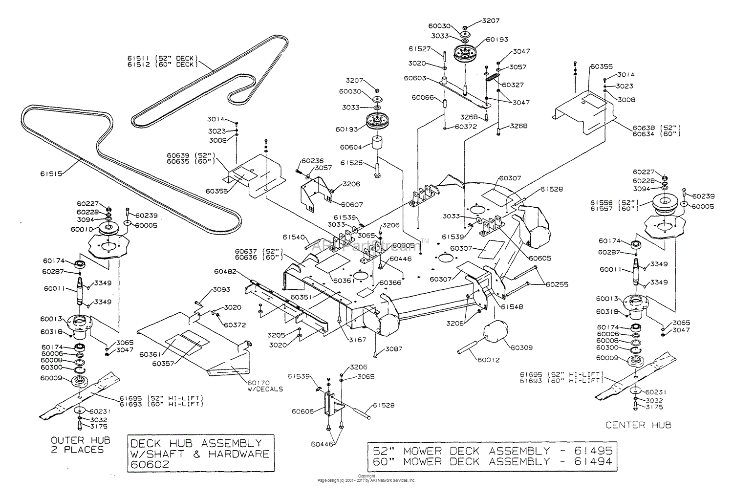 Dixon ZTR 7025 (2002) Parts Diagram for MOWER DECKS