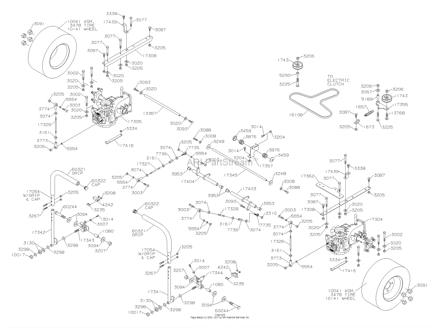 Dixon RAM 44 (2004) Parts Diagram for DRIVE TRAIN dixon ram ztr 50 belt diagram 