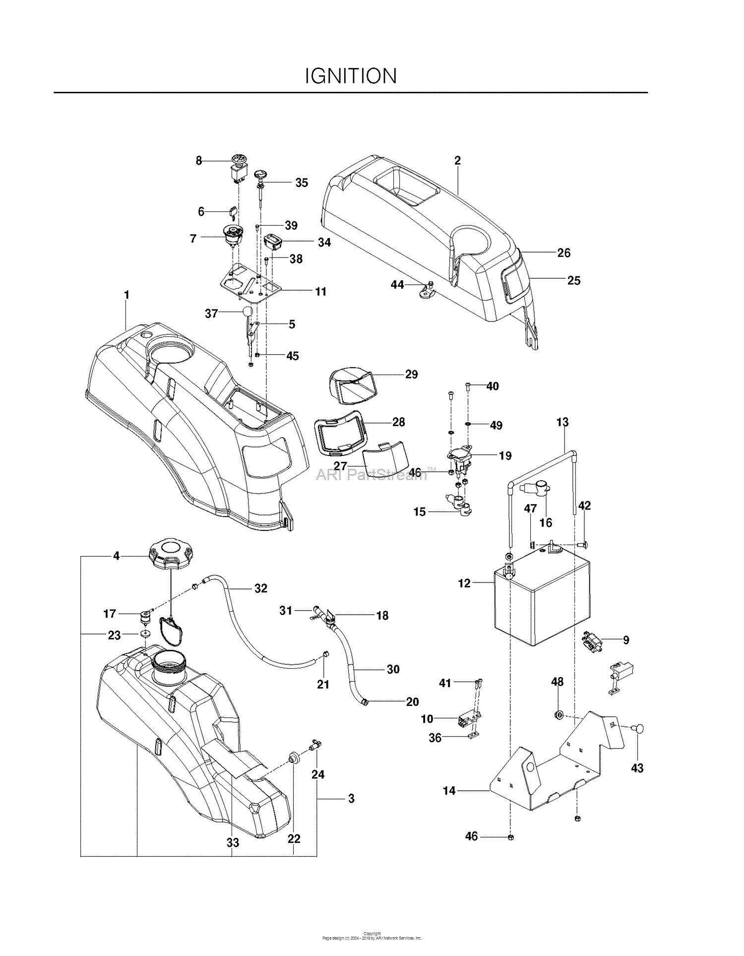 Dixon RAM 48 CE - 966658601 (2012-02) Parts Diagram for IGNITION SYSTEM