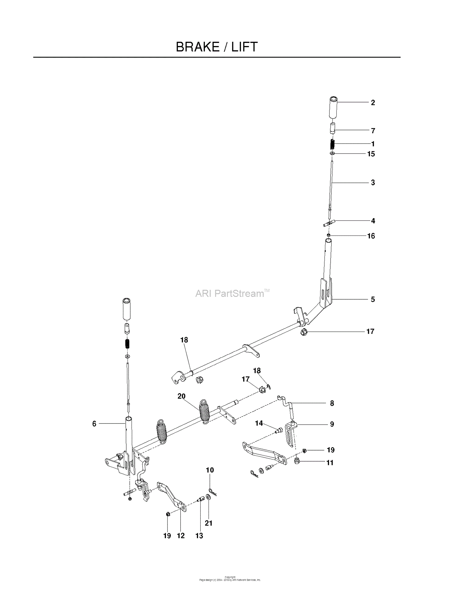 Dixon RAM 48ZT - 966495301 (2009-09) Parts Diagram for BRAKE / REAR