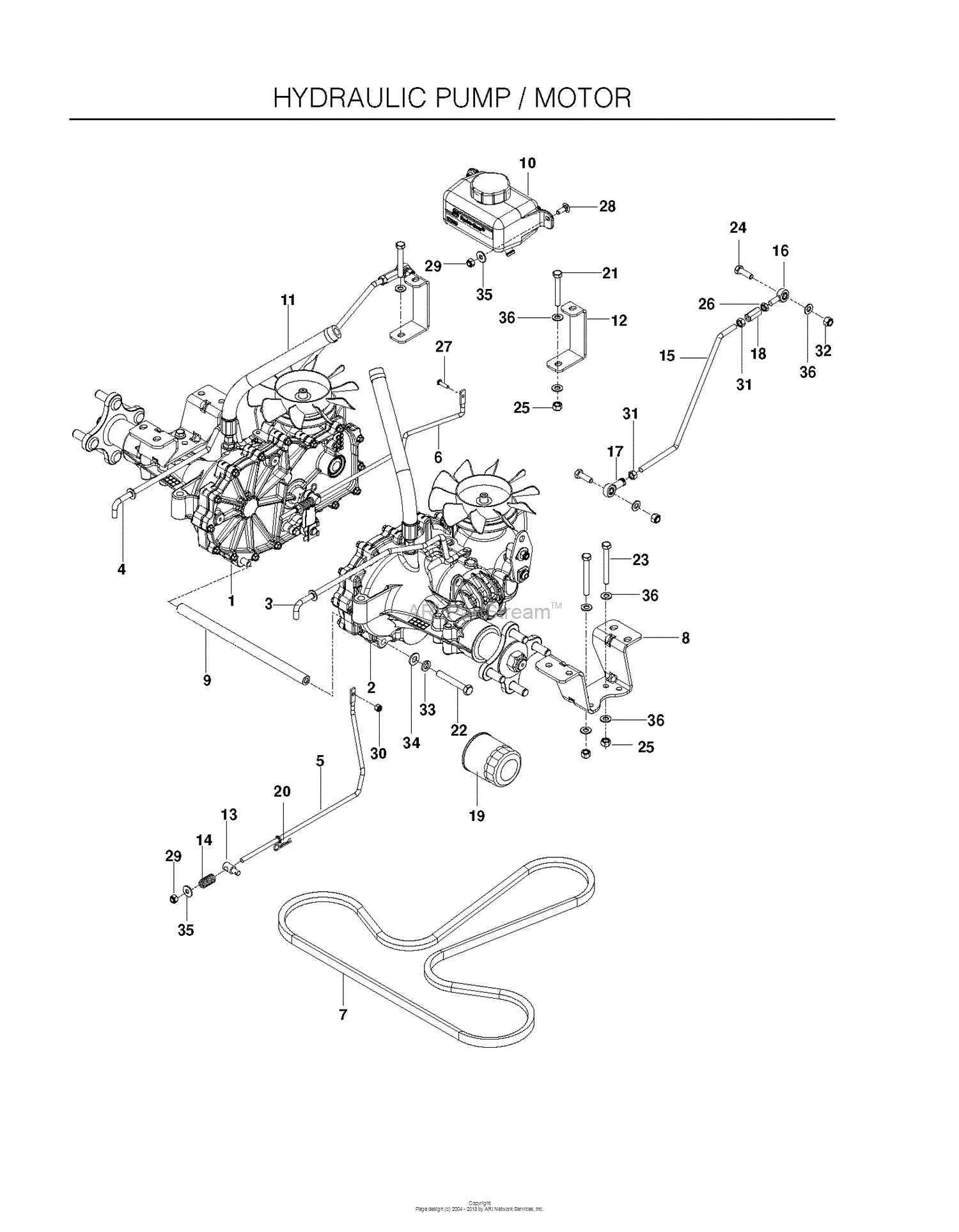 Dixon RAM 48ZT - 966611601 (2010-09) Parts Diagram for HYDRAULIC PUMP MOTOR