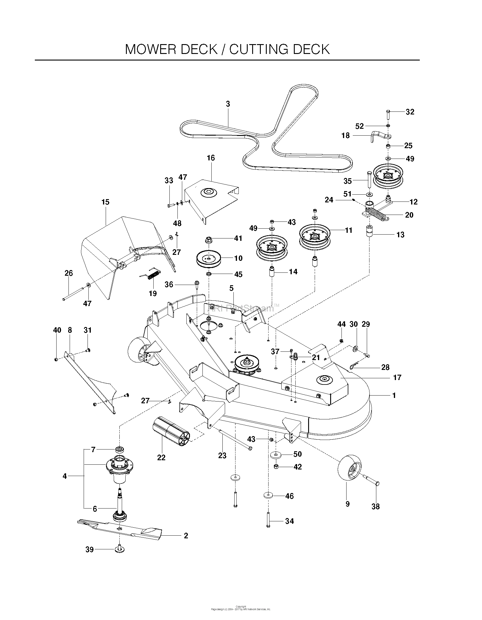 Dixon RAM 48ZT BF - 966658501 (2012-02) Parts Diagram for MOWER DECK