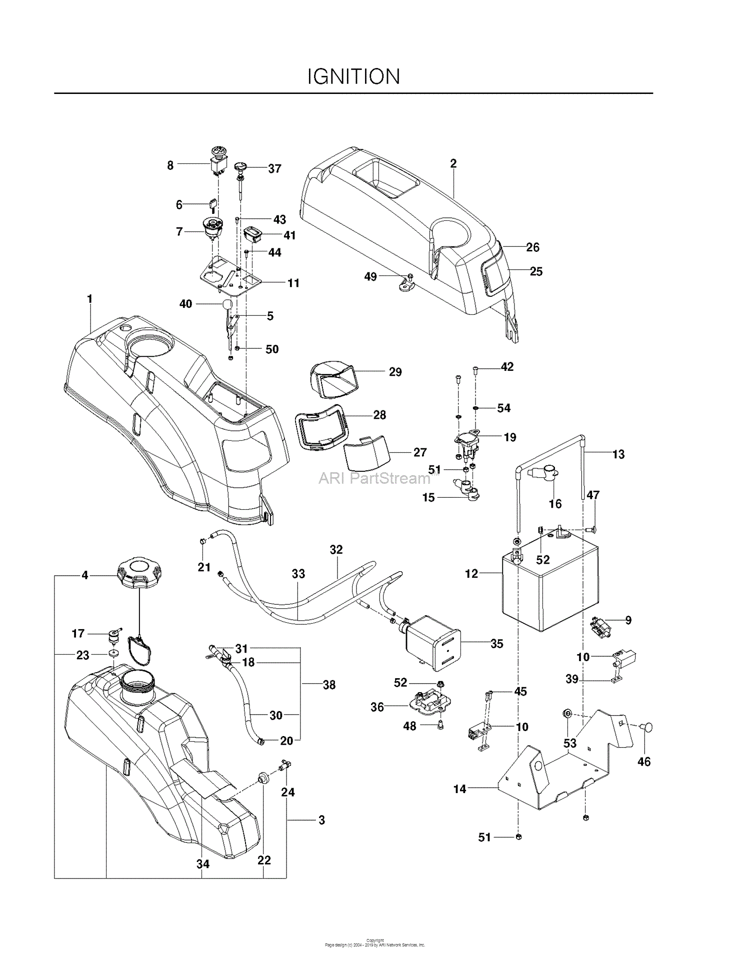 Dixon RAM 48ZT CA - 966611601 (2012-02) Parts Diagram for IGNITION SYSTEM