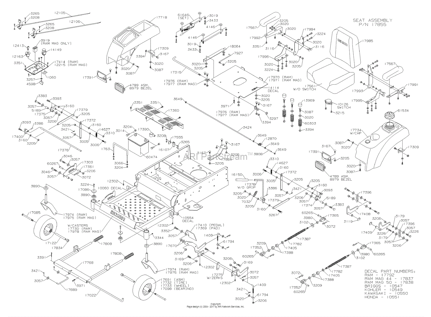 Dixon RAM 50 (2005) Parts Diagram for CHASSIS dixon ram 50 belt diagram 