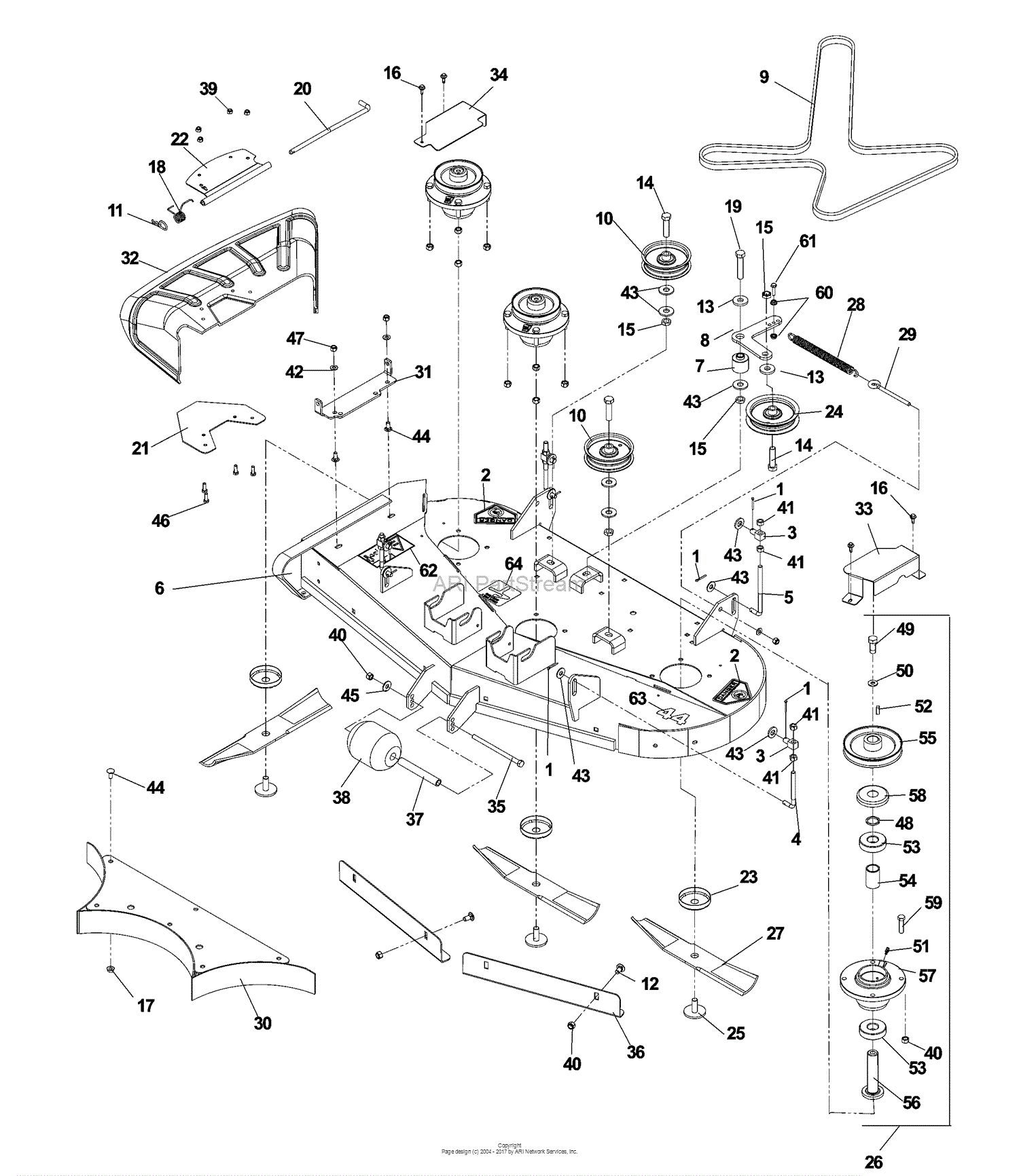 Dixon RAM MAG 44 20HP KOHLER - 968999560 (2007) Parts Diagram for 