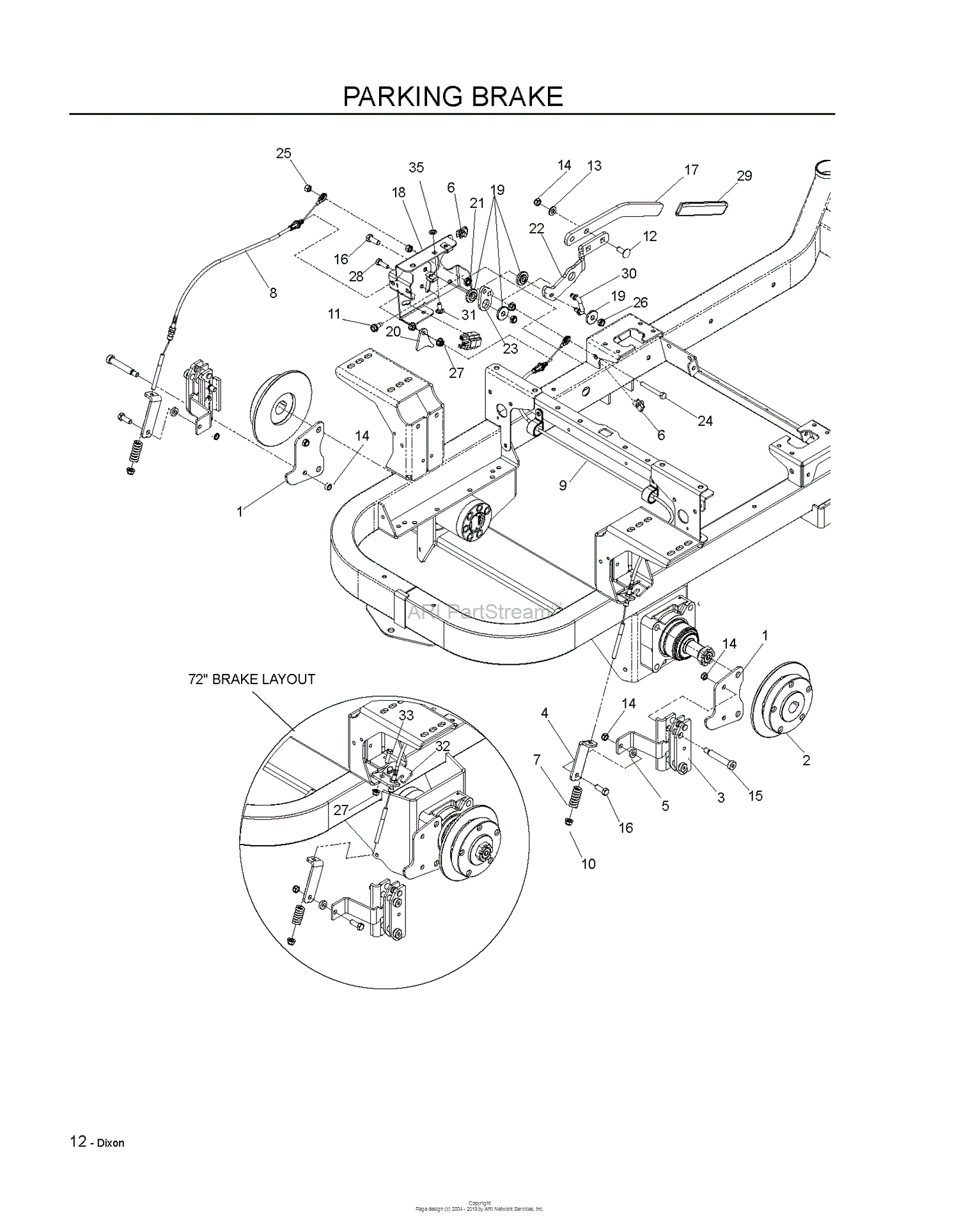 Dixon RAM ULTRA 52 - 966985302 (2009-01) Parts Diagram for PARKING BRAKE