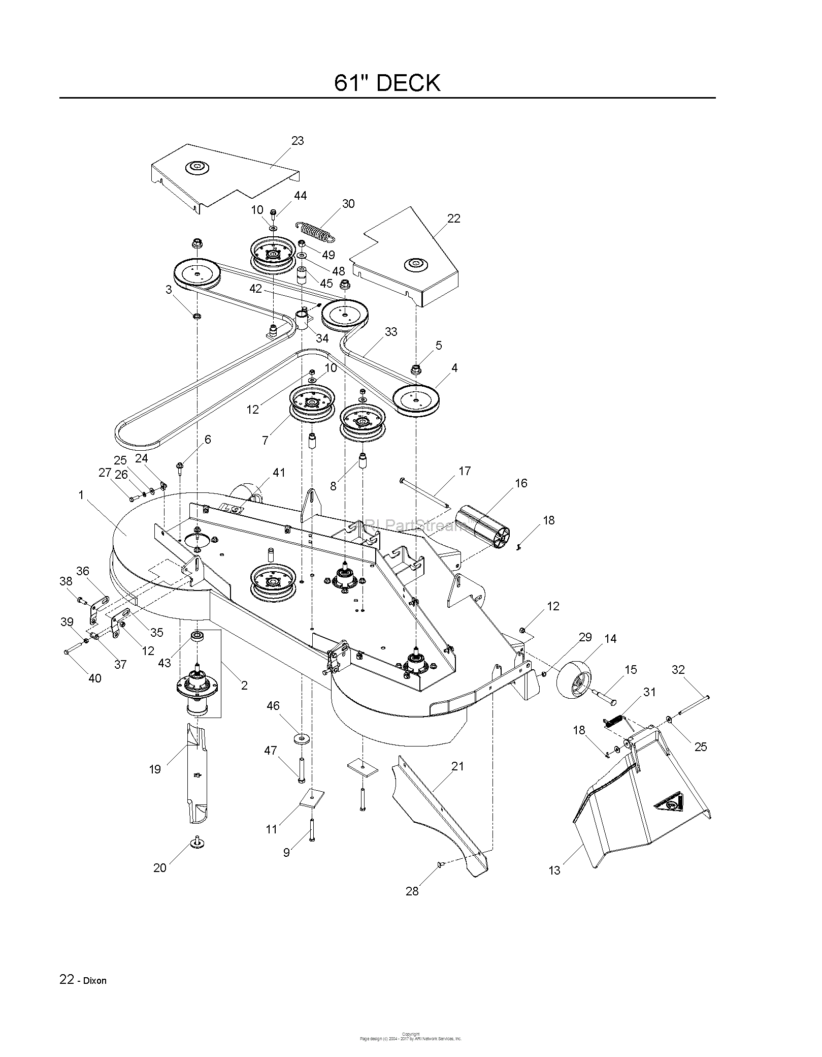 Dixon RAM ULTRA 61 - 966985401 (2009-12) Parts Diagram for MOWER DECK ...