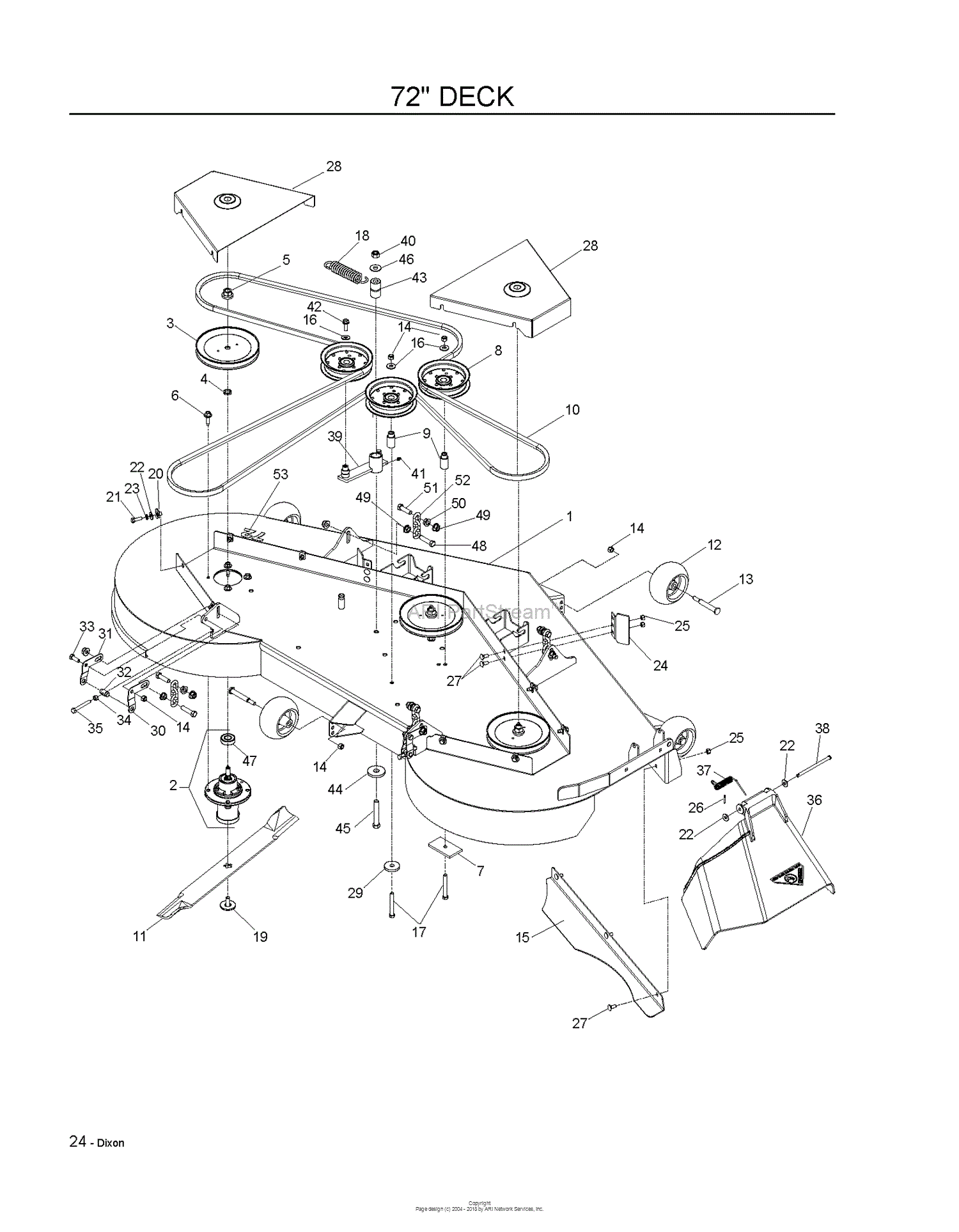 Dixon RAM ULTRA 72 - 968999773 (2009-01) Parts Diagram for MOWER DECK ...