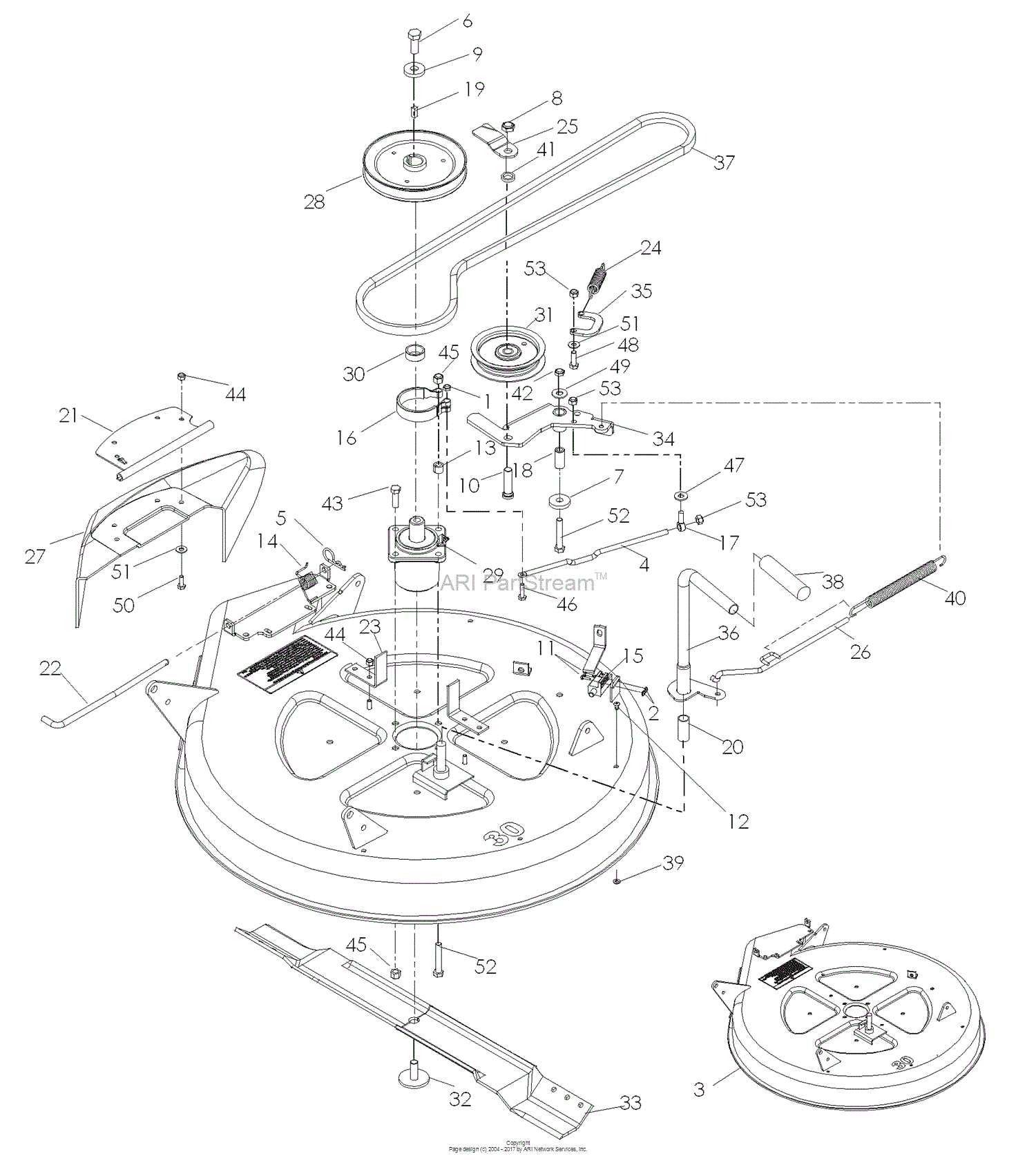 Dixon SPEEDZTR 30 - 968999702 (2008) Parts Diagram for DECK