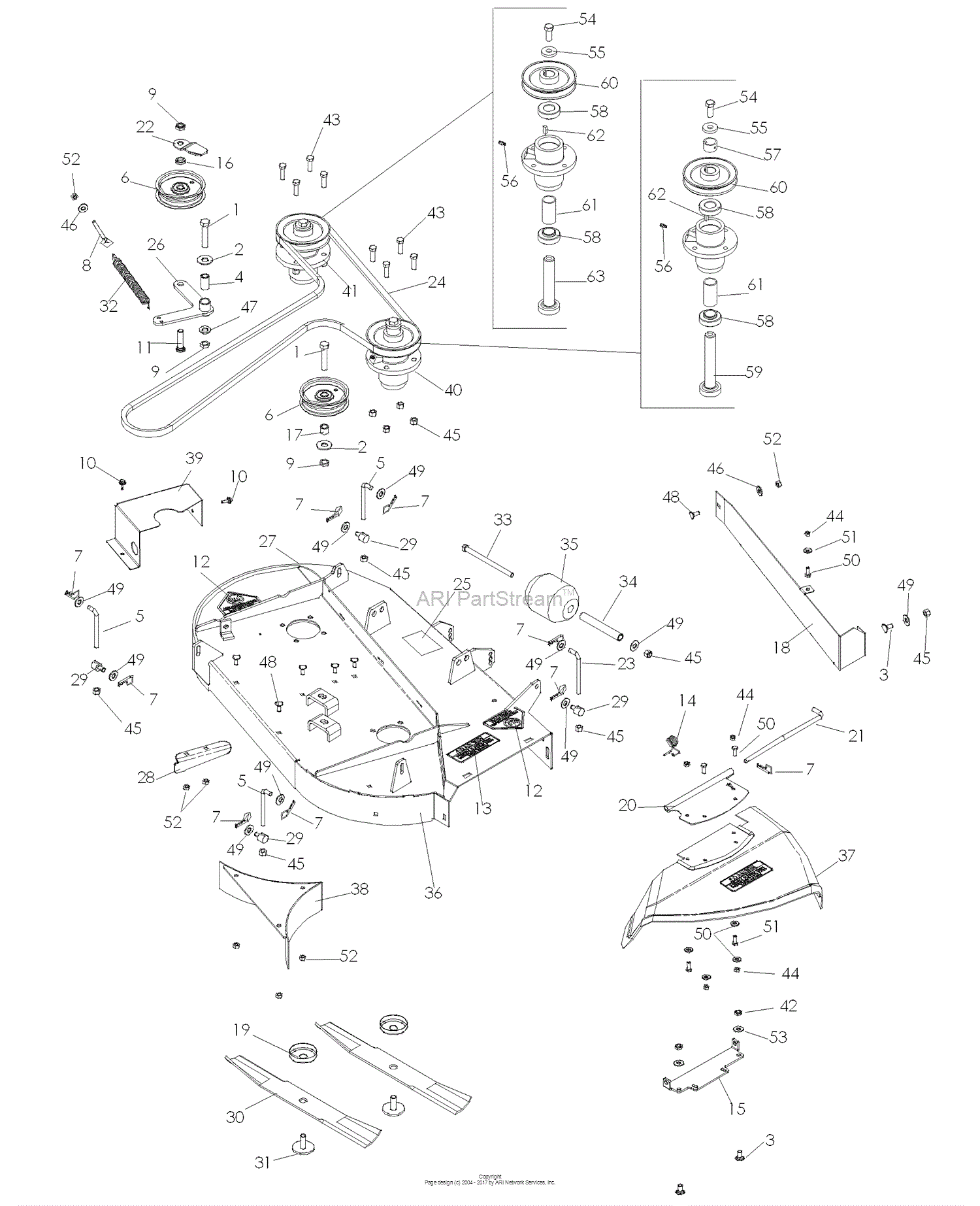 Dixon SPEEDZTR 36 16HP B&S - 968999539 (2008) Parts Diagram for 36 INCH ...