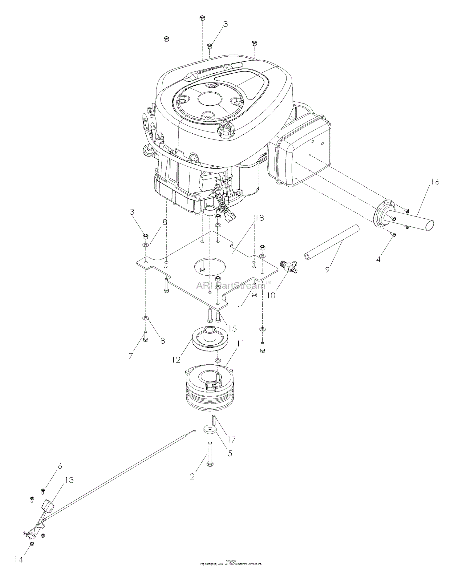 Dixon SPEEDZTR 36 16HP B&S - 968999539 (2008) Parts Diagram for ENGINE