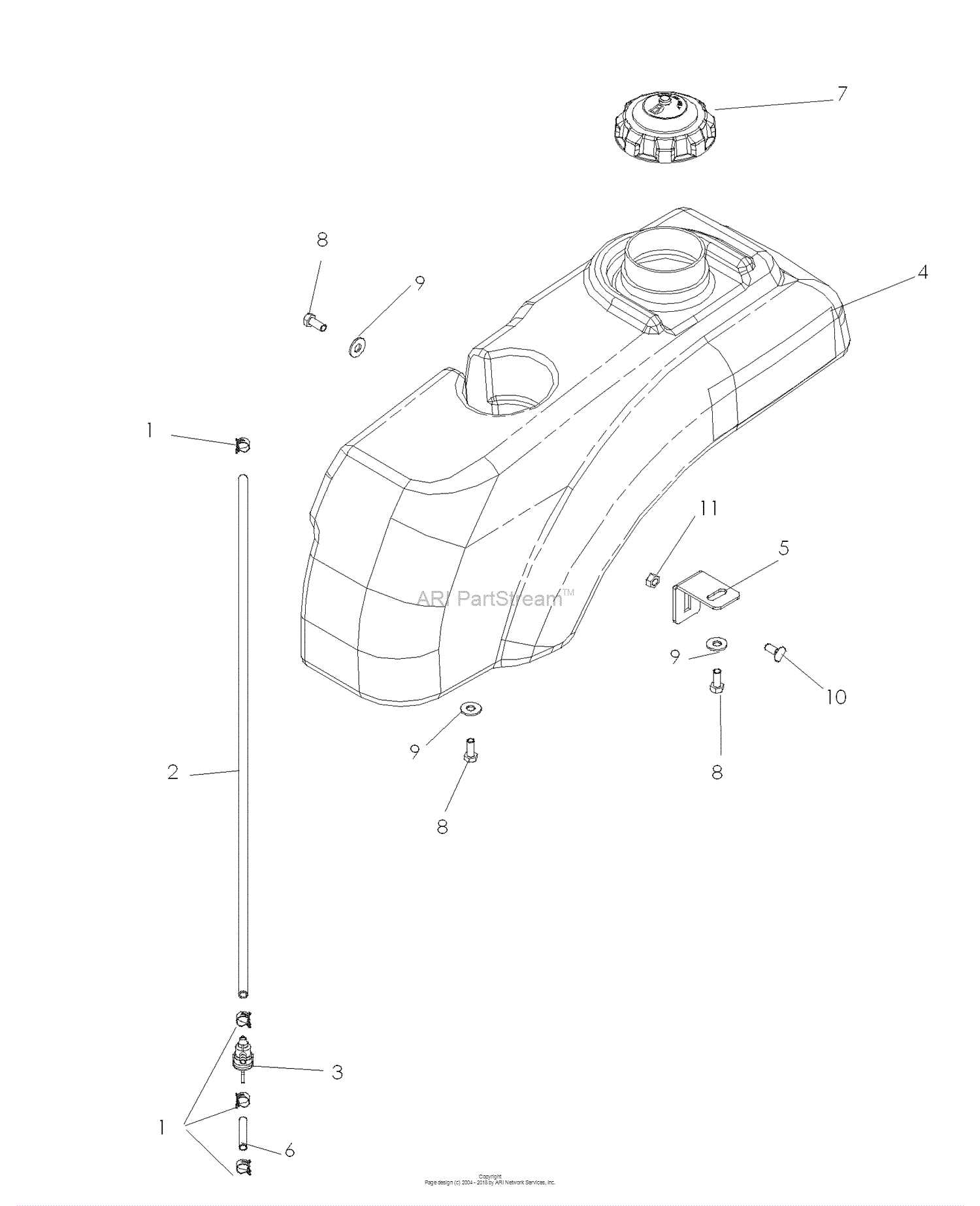 Dixon SPEEDZTR 36 16HP B&S - 968999609 (2008) Parts Diagram for FUEL SYSTEM