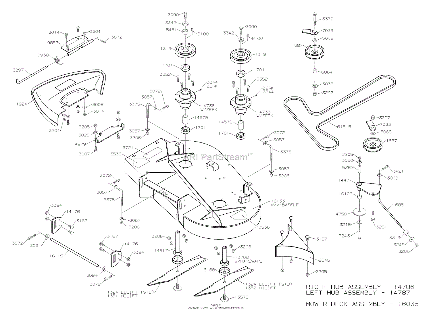 Dixon SPEEDZTR 36 (2004) Parts Diagram for MOWER DECK