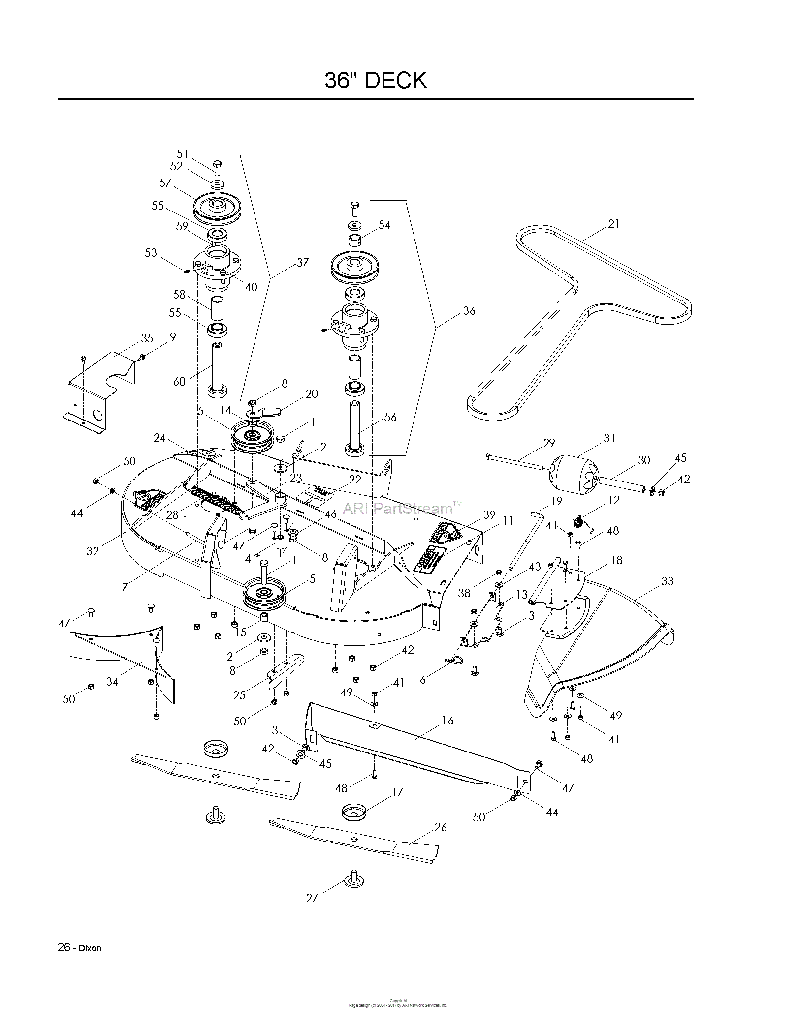 Dixon SPEEDZTR 36 - 965882201 (2008-10) Parts Diagram for MOWER DECK ...