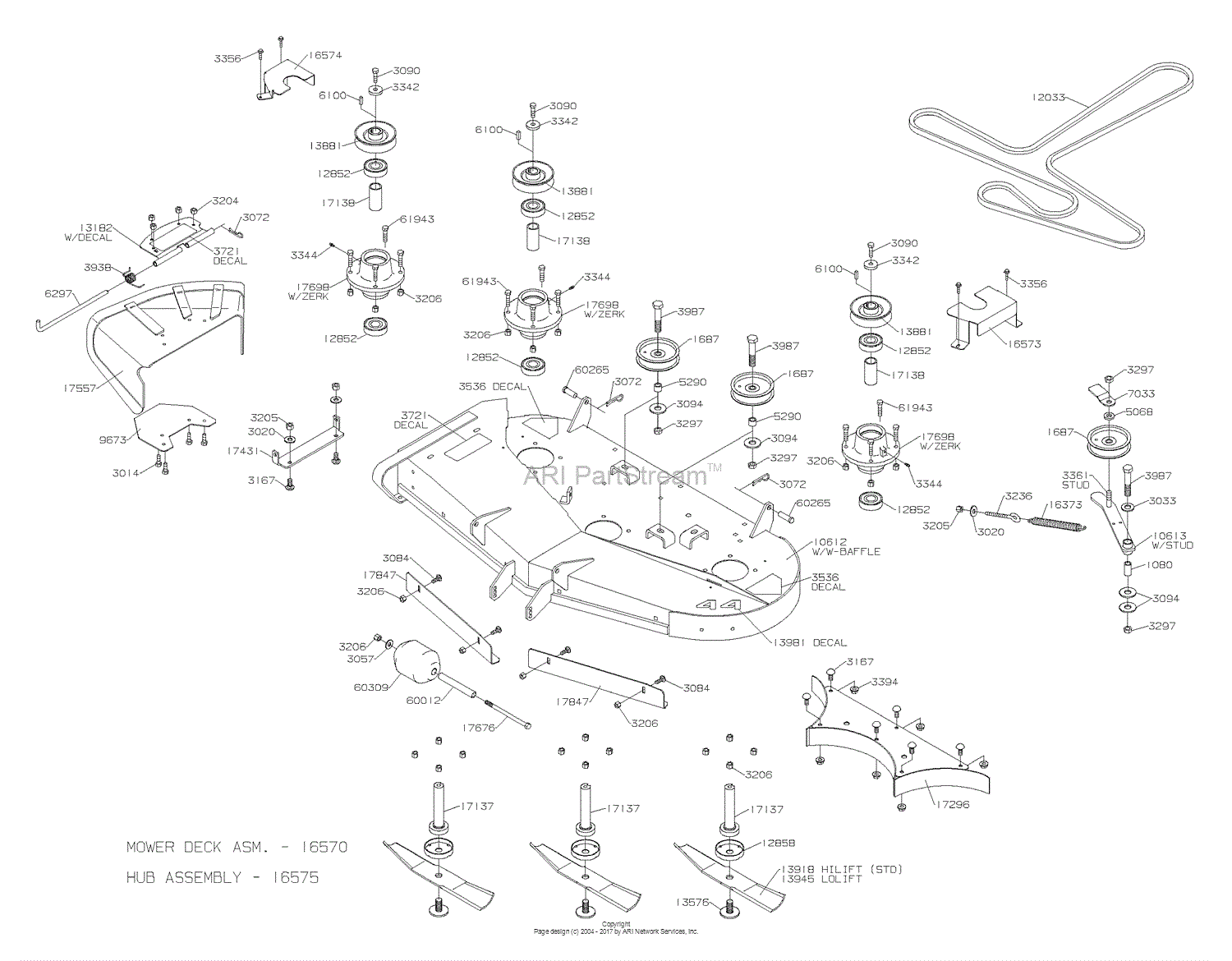 Dixon SPEEDZTR 44 (2005) Parts Diagram for MOWER DECK