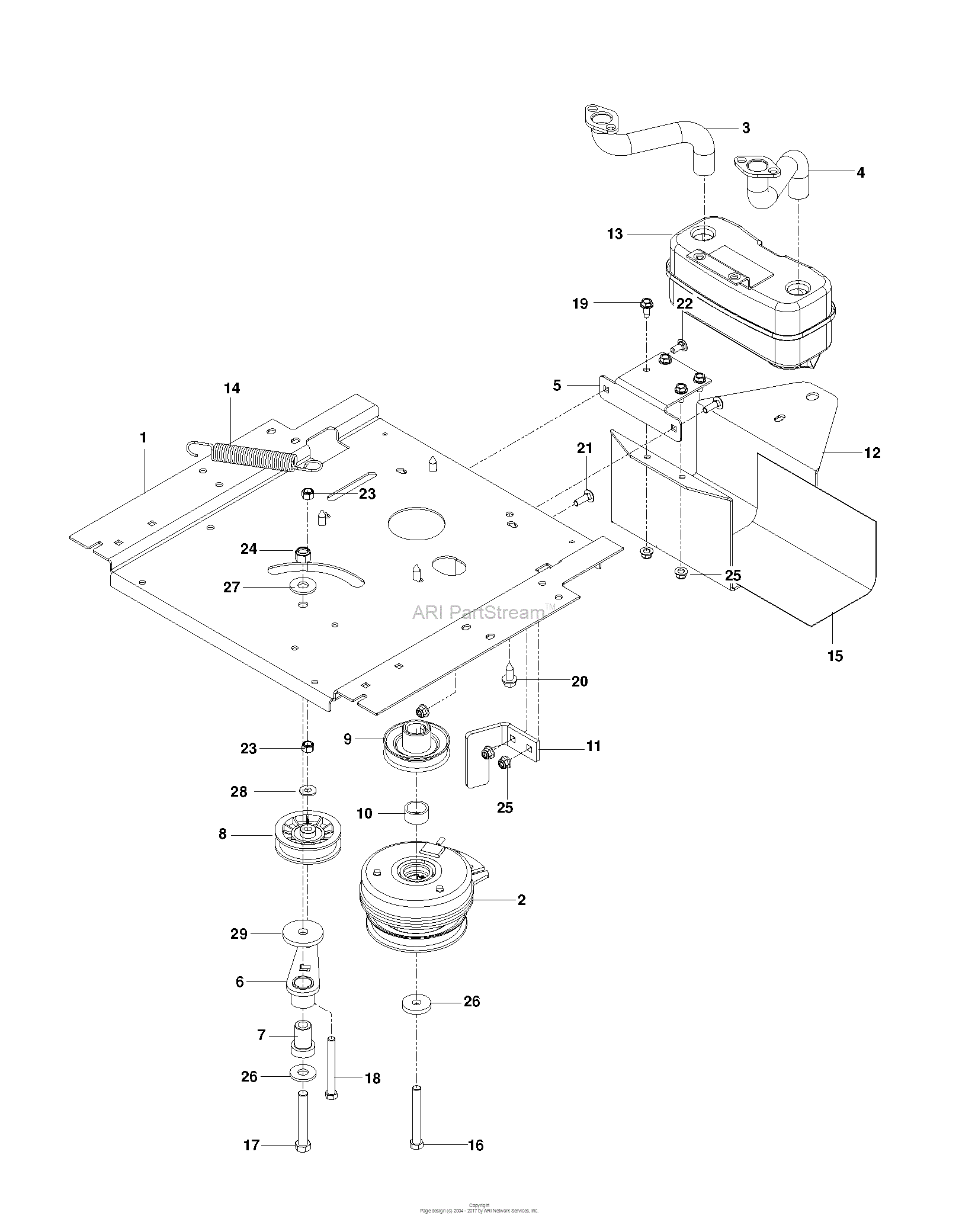 Dixon SPEEDZTR 46 - 966657801 (2013-08) Parts Diagram for ENGINE PLATE