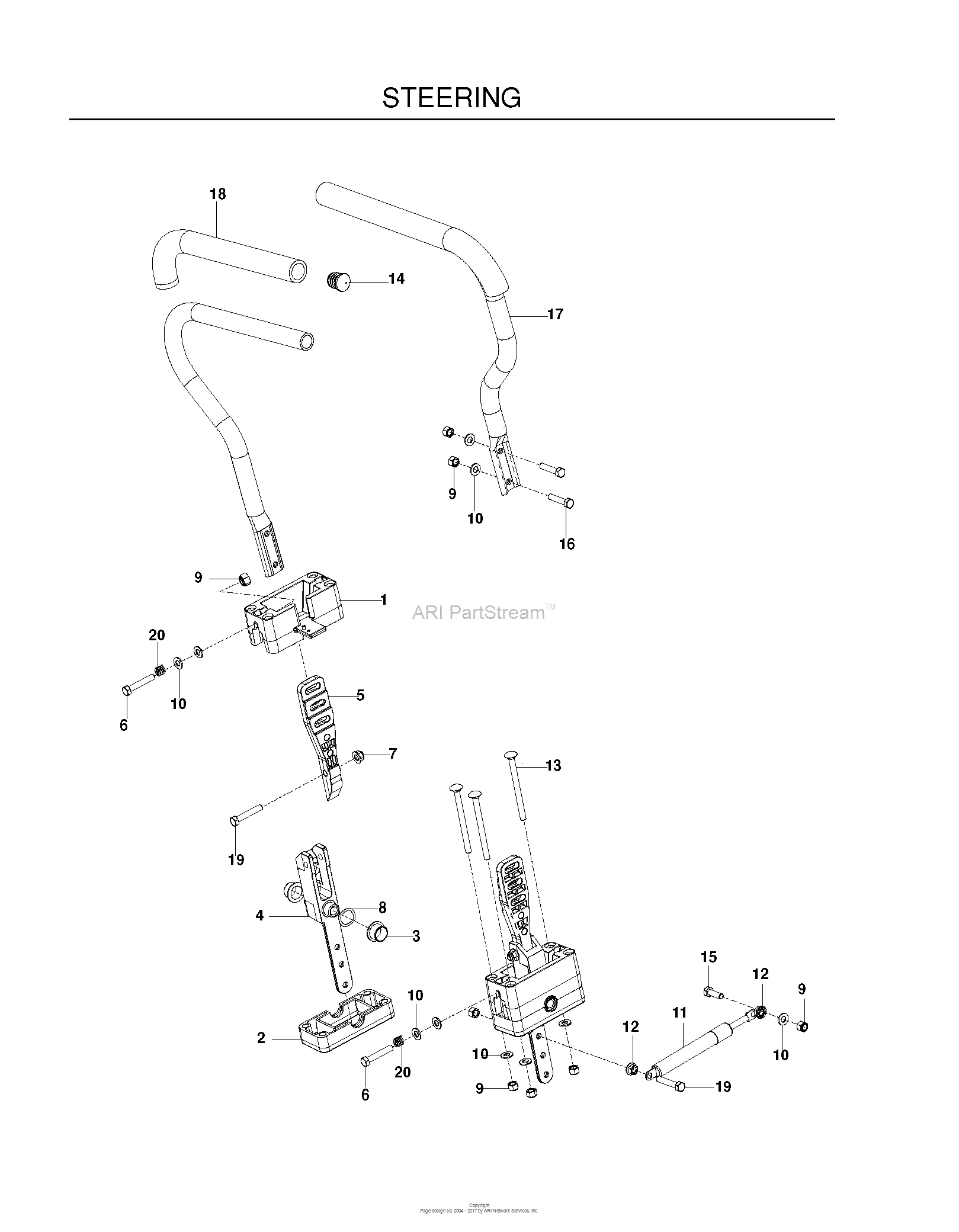 Dixon SPEEDZTR 54 - 965883201 (2009-12) Parts Diagram for STEERING