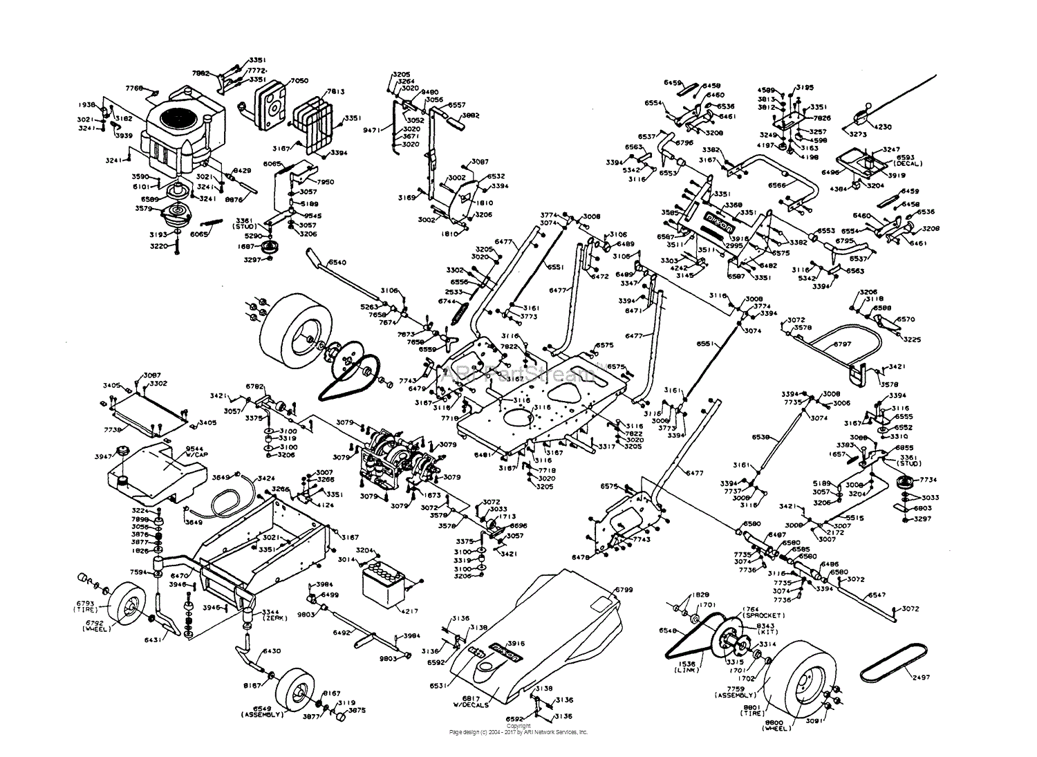 Dixon ZTR 1001 (1997) Parts Diagram for CHASSIS ASSEMBLY