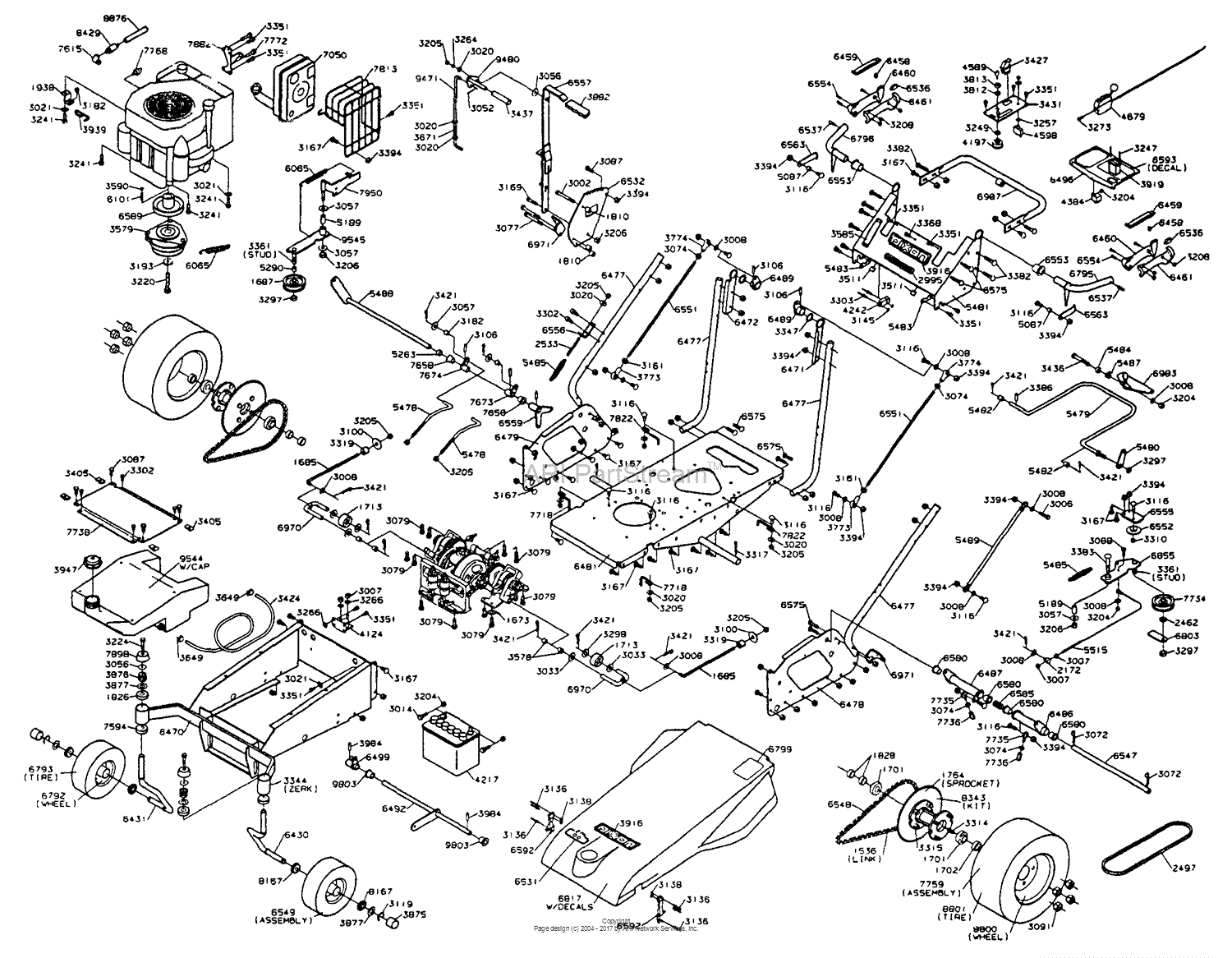 Dixon ZTR 1001 (1998) Parts Diagram for CHASSIS