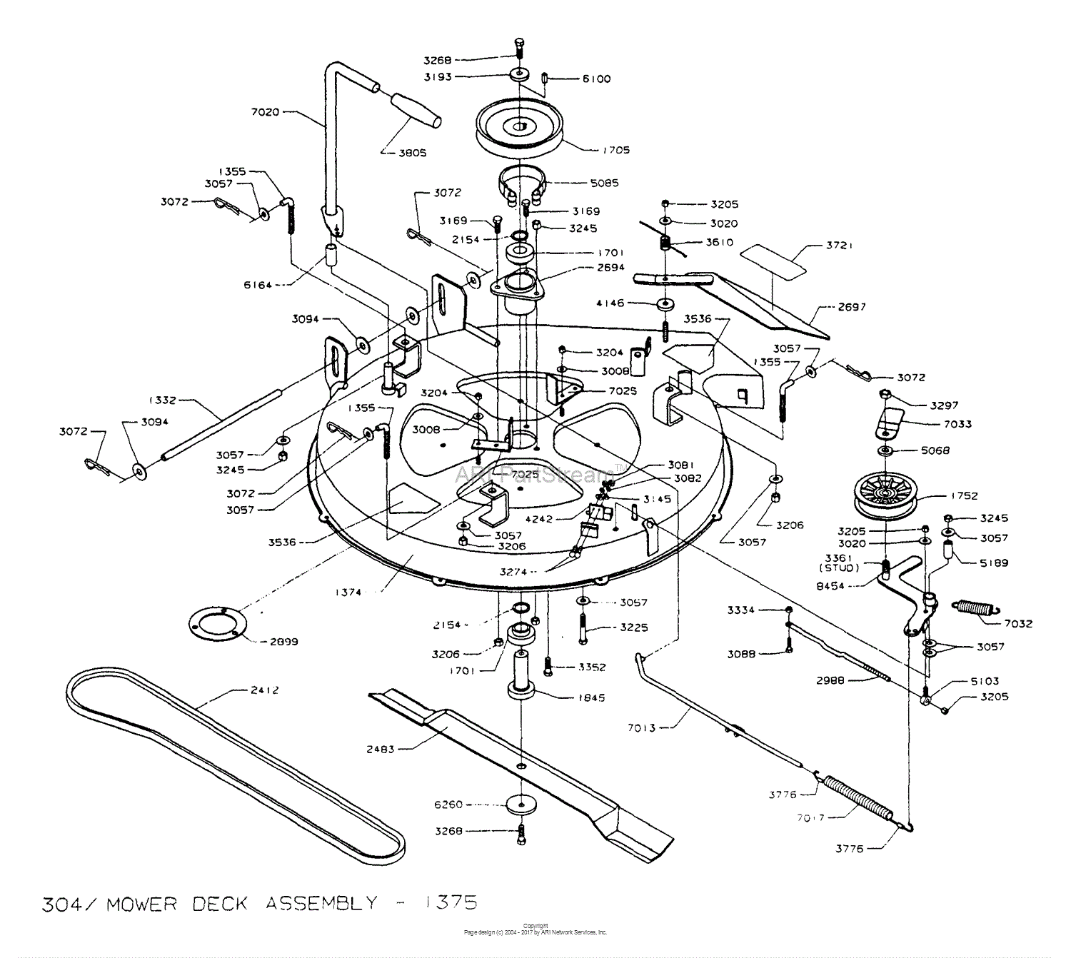 Dixon ZTR 304 (1993) Parts Diagram for MOWER DECK ASSEMBLY