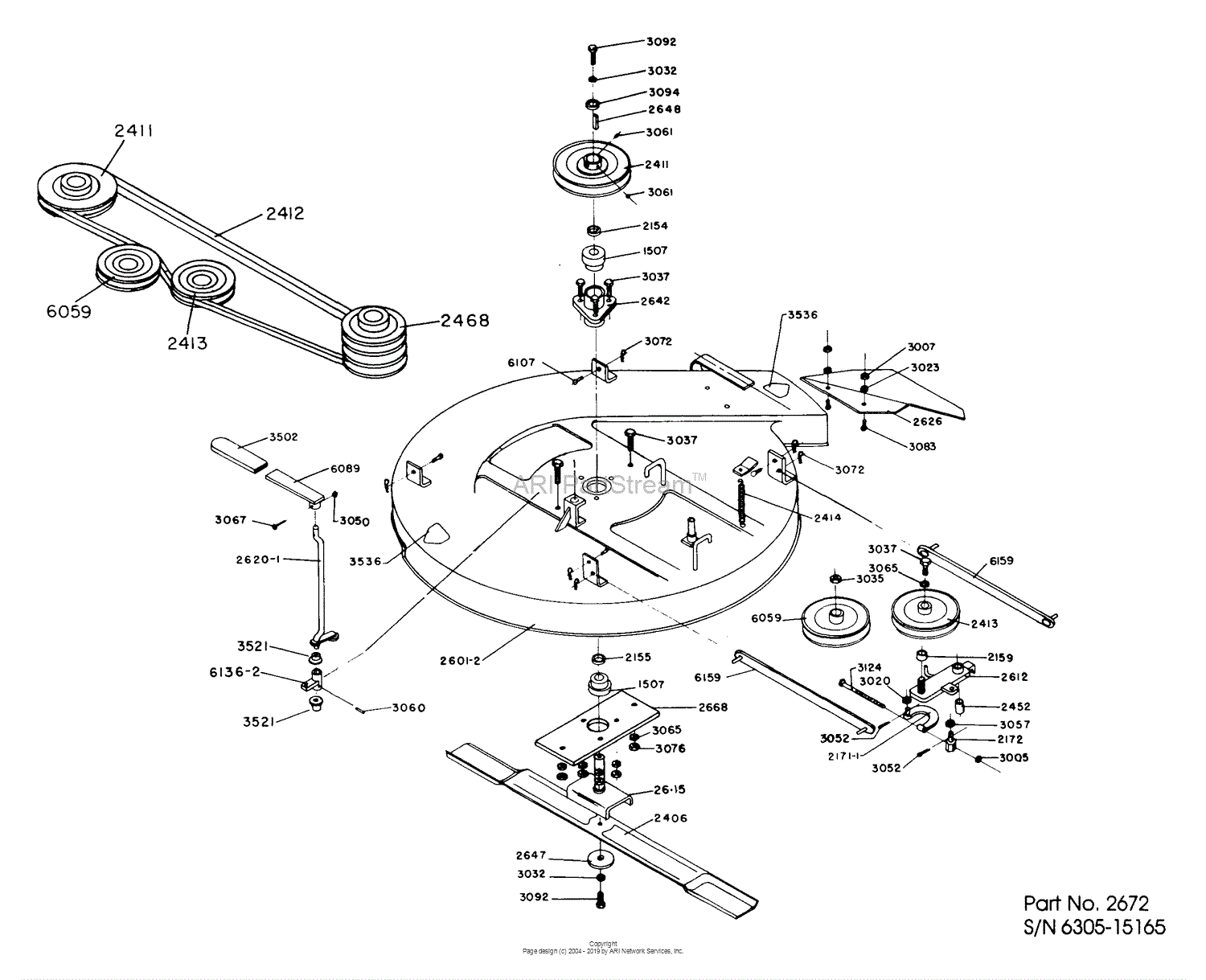 Dixon ZTR 308 (1983) Parts Diagram for MOWER DECK ASSEMBLY