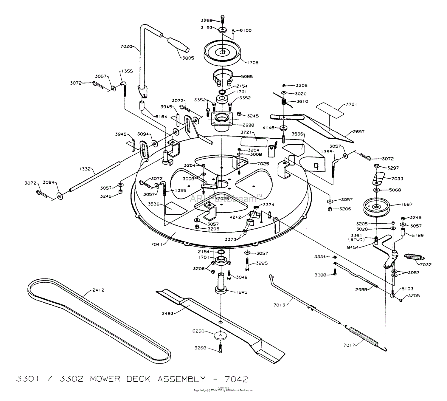 Dixon ZTR 3301 (1994) Parts Diagram for MOWER DECK ASSEMBLY dixon ram ztr 50 belt diagram 