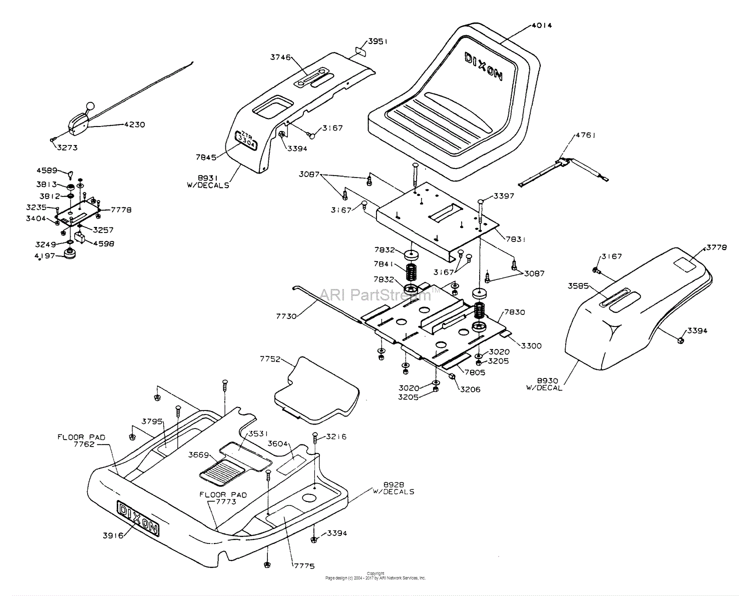 Dixon Ztr 3304  1996  Parts Diagram For Body Assembly