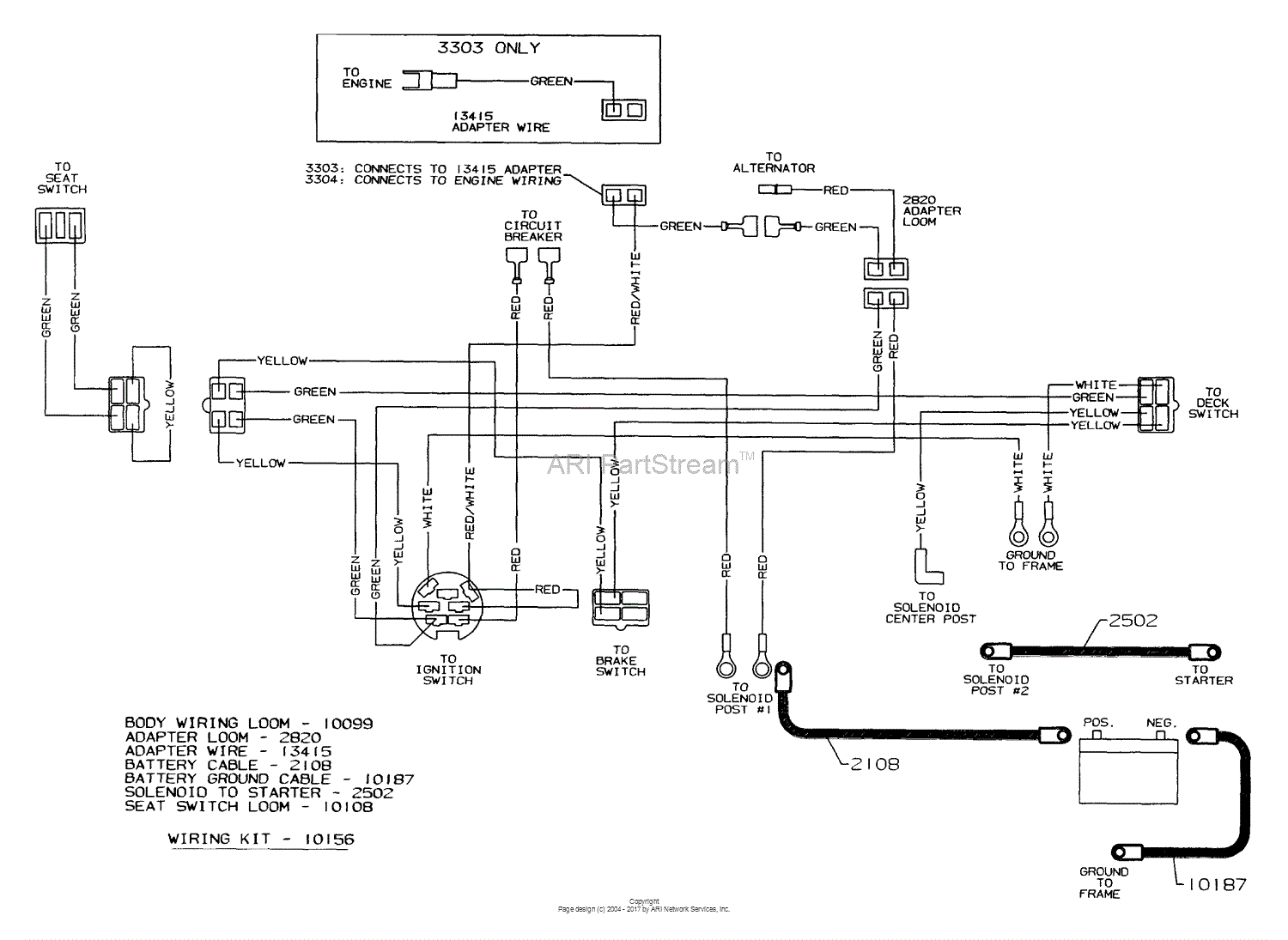 Dixon ZTR 3304 (2003) Parts Diagram for WIRING craftsman lawn mower electrical schematics 