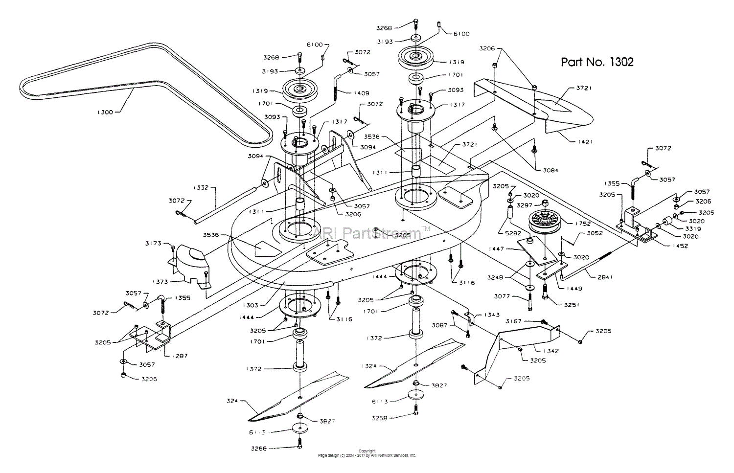 Dixon ZTR 361 (1991) Parts Diagram for MOWER DECK ASSEMBLY