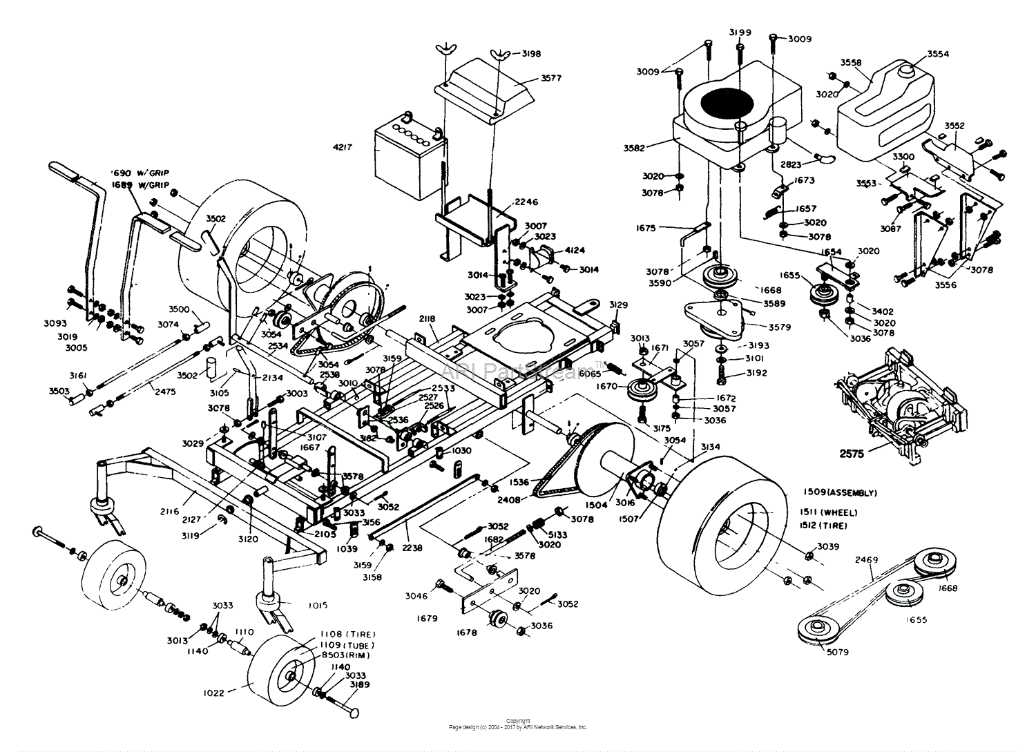 Dixon ZTR 425 (1984) Parts Diagram for CHASSIS ASSEMBLY