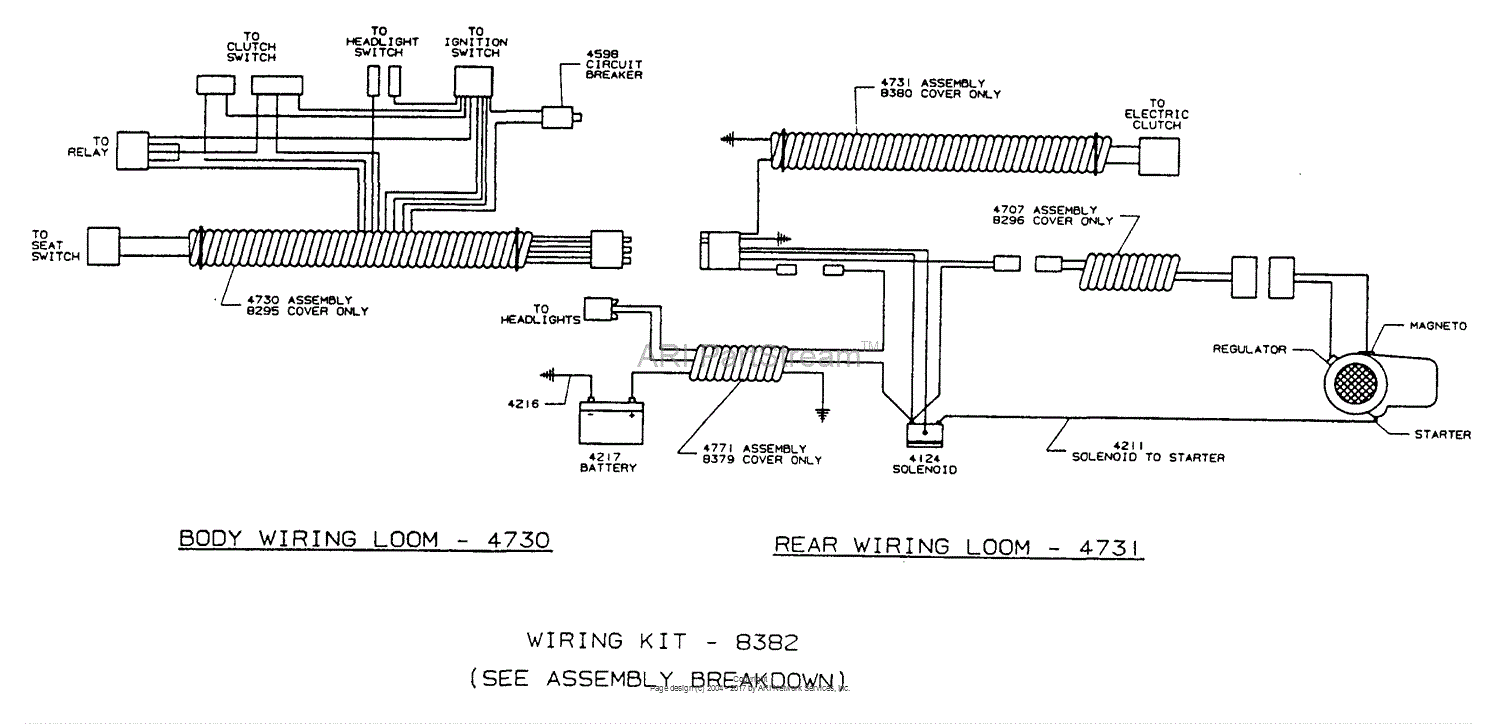 Dixon ZTR 429 (1992) Parts Diagram for WIRING ASSEMBLY