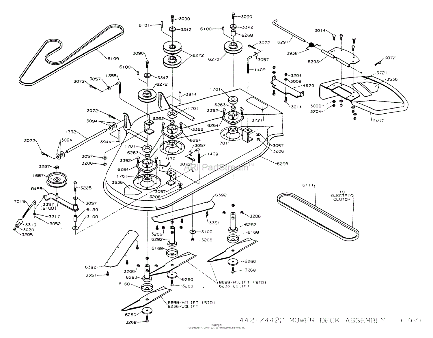 Dixon ZTR 4421 (1994) Parts Diagram for MOWER DECK ASSEMBLY