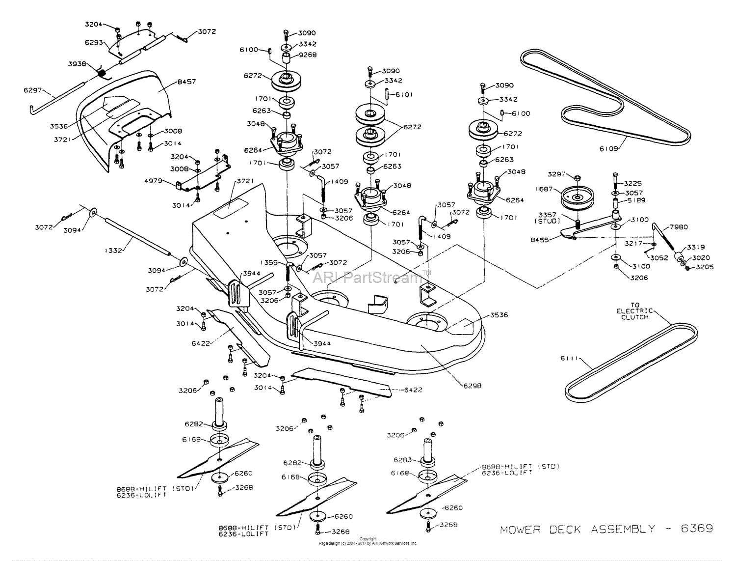 Dixon ZTR 4421 (1996) Parts Diagram for MOWER DECK ASSEMBLY