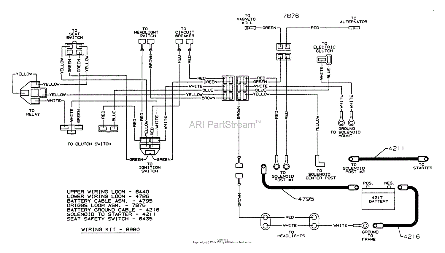 Dixon ZTR 4421 (1997) Parts Diagram for WIRING ASSEMBLY 10 hp briggs and stratton fuel pump diagram wiring 