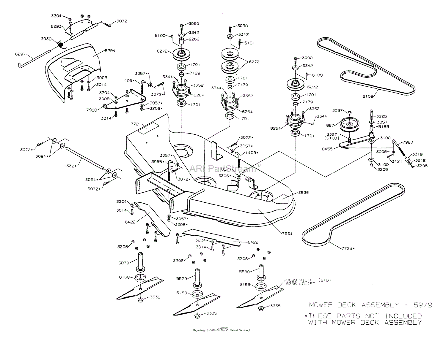 Dixon ZTR 4423 (1999) Parts Diagram for MOWER DECK john deere 1050 tractor wiring diagram 
