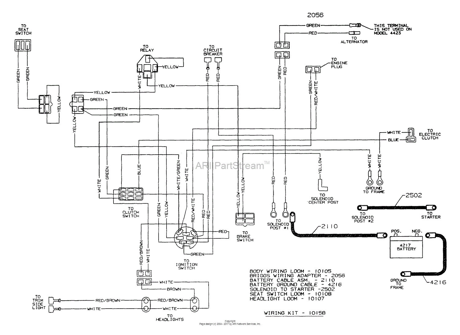 Dixon ZTR 4423 (2001) Parts Diagram for WIRING